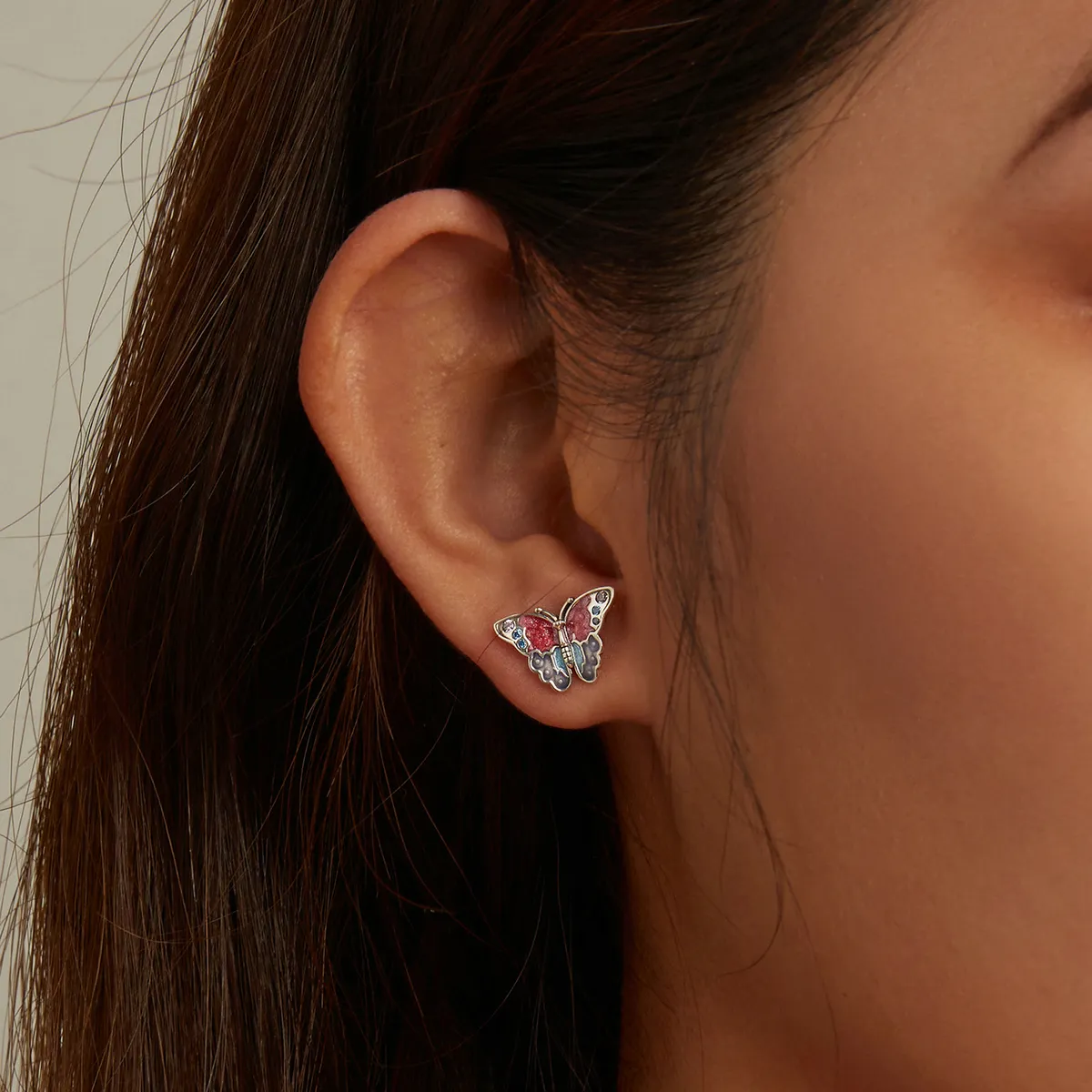 Pandora Style Retro Butterfly Stud Earrings - SCE1332