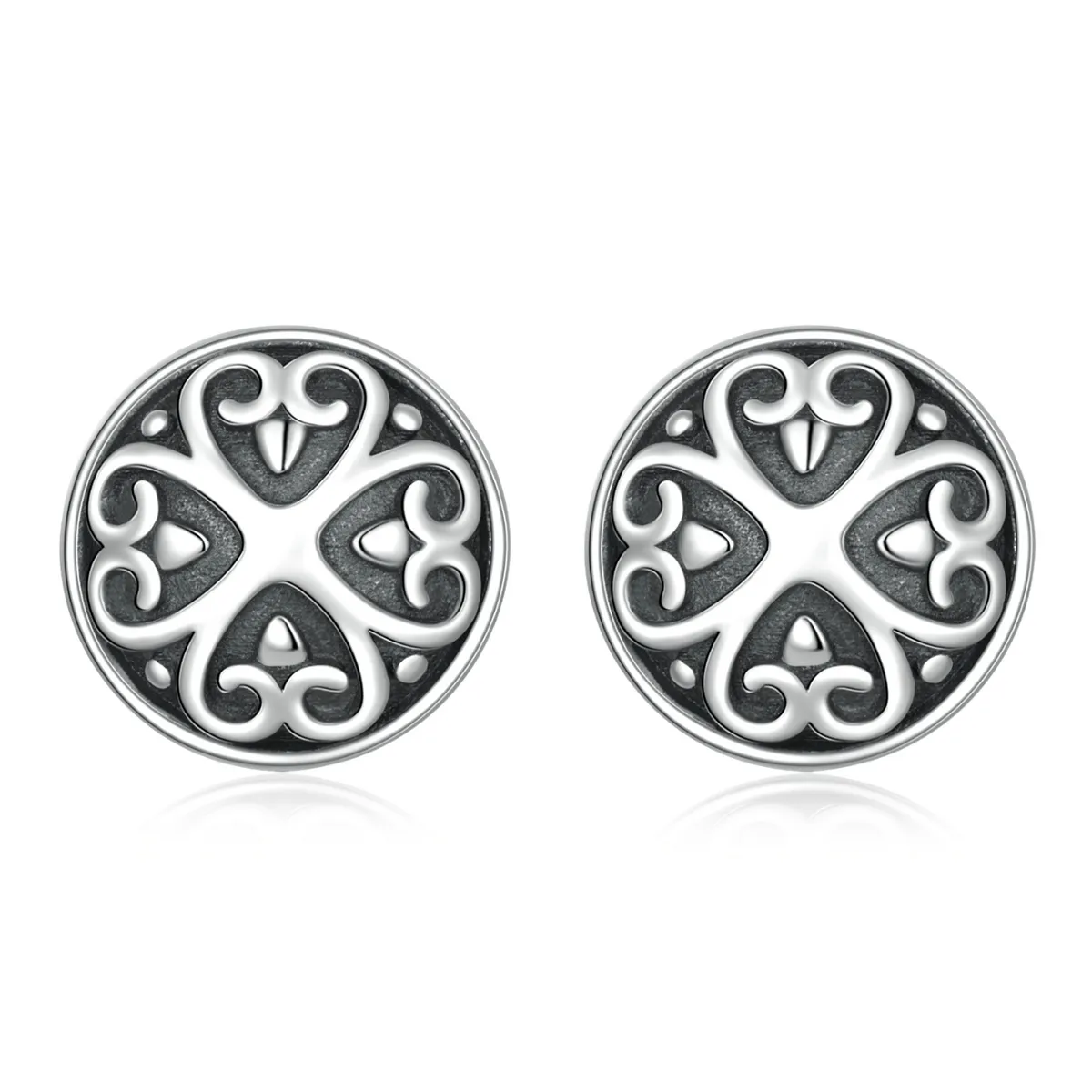 Pandora Style Retro Pattern Stud Earrings - SCE1396