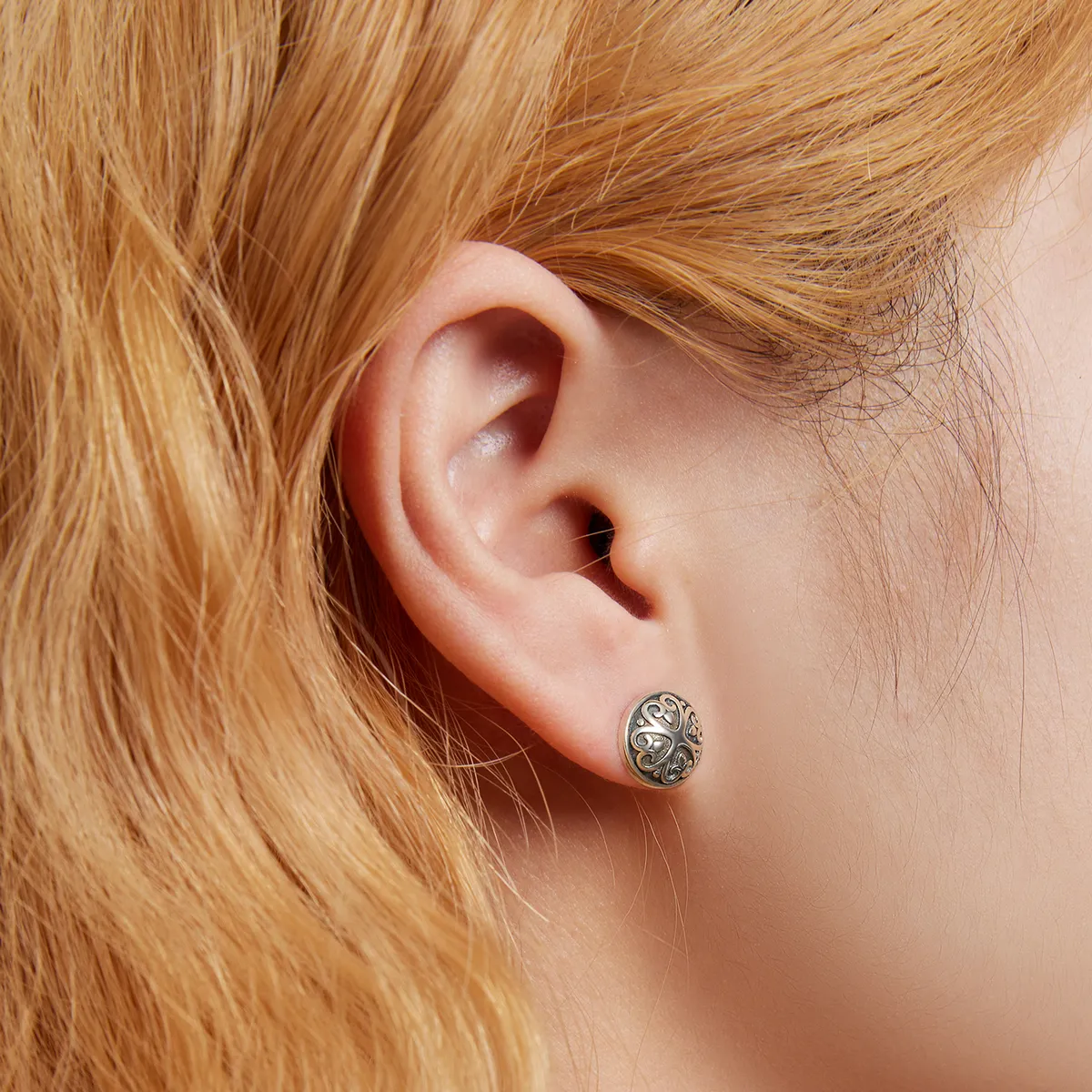 Pandora Style Retro Pattern Stud Earrings - SCE1396