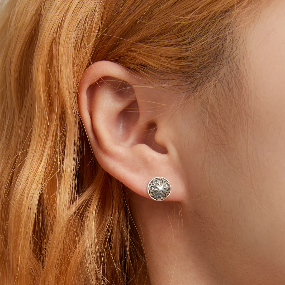 Pandora Style Retro Pattern Stud Earrings - SCE1396