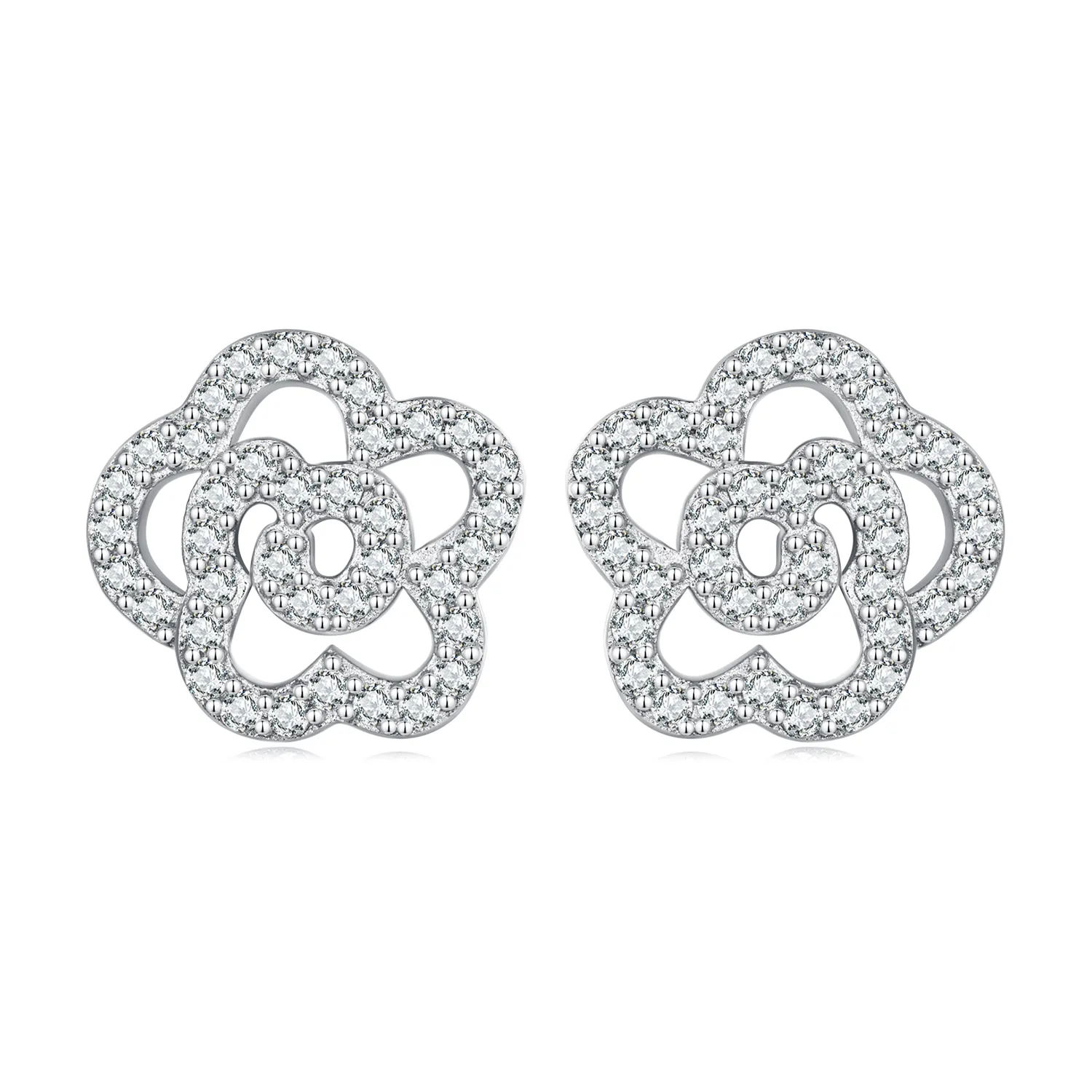 pandora style roses stud earrings bse712
