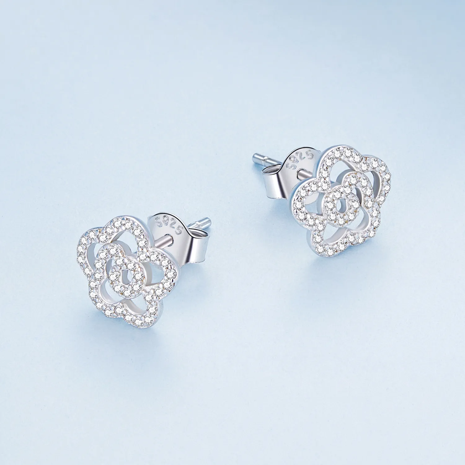Pandora Style Roses Stud Earrings - BSE712
