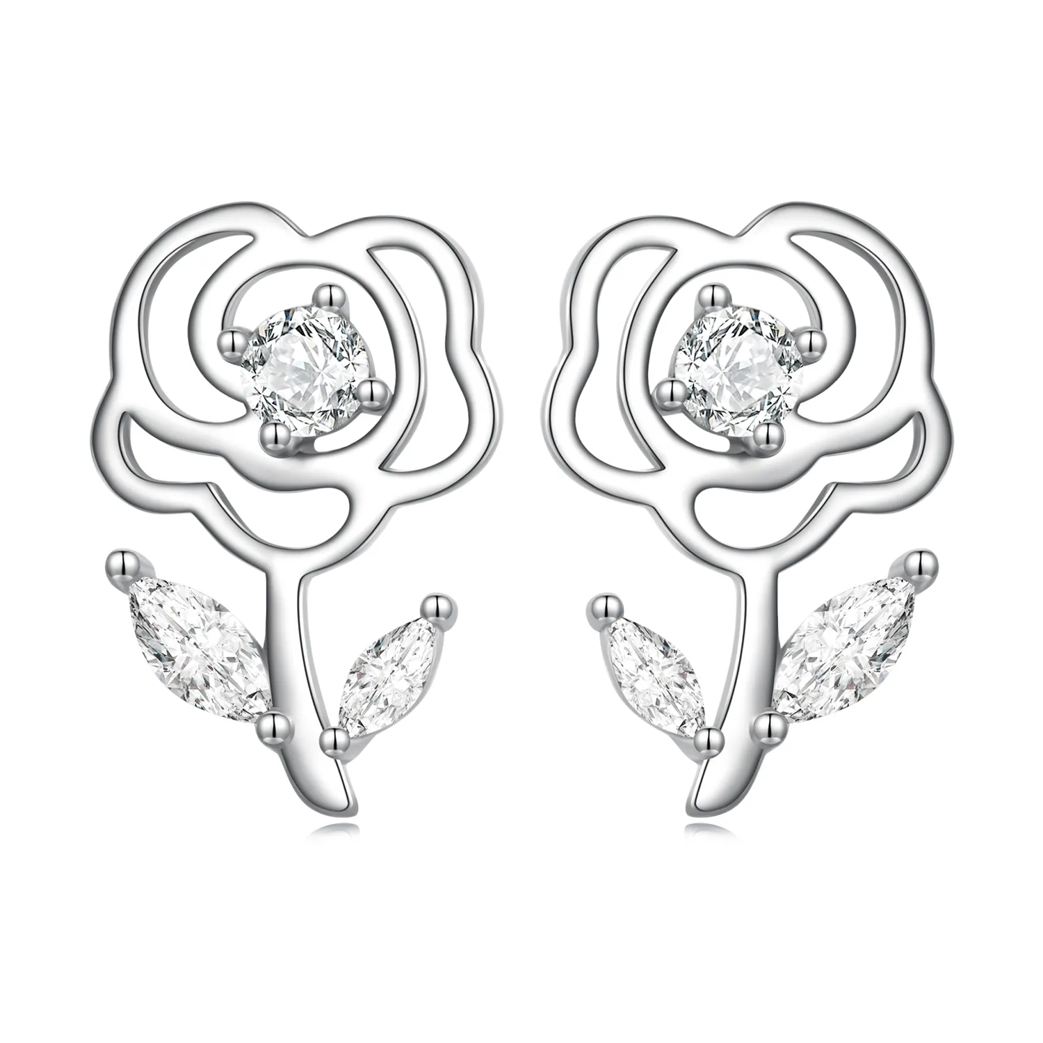 Pandora Style Roses Stud Earrings - BSE714