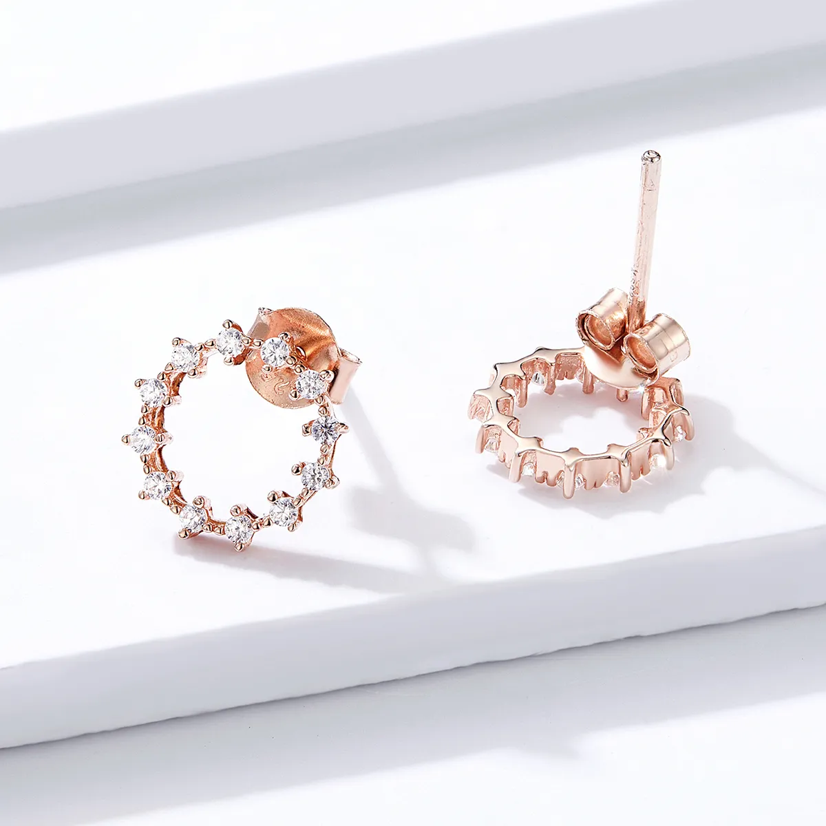 Pandora Style Shimmer Geometry Stud Earrings - BSE323