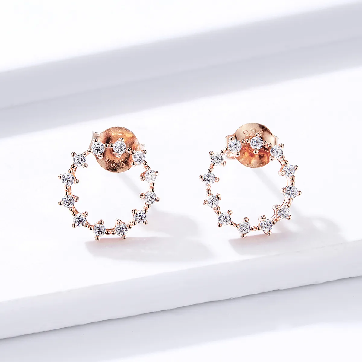 Pandora Style Shimmer Geometry Stud Earrings - BSE323