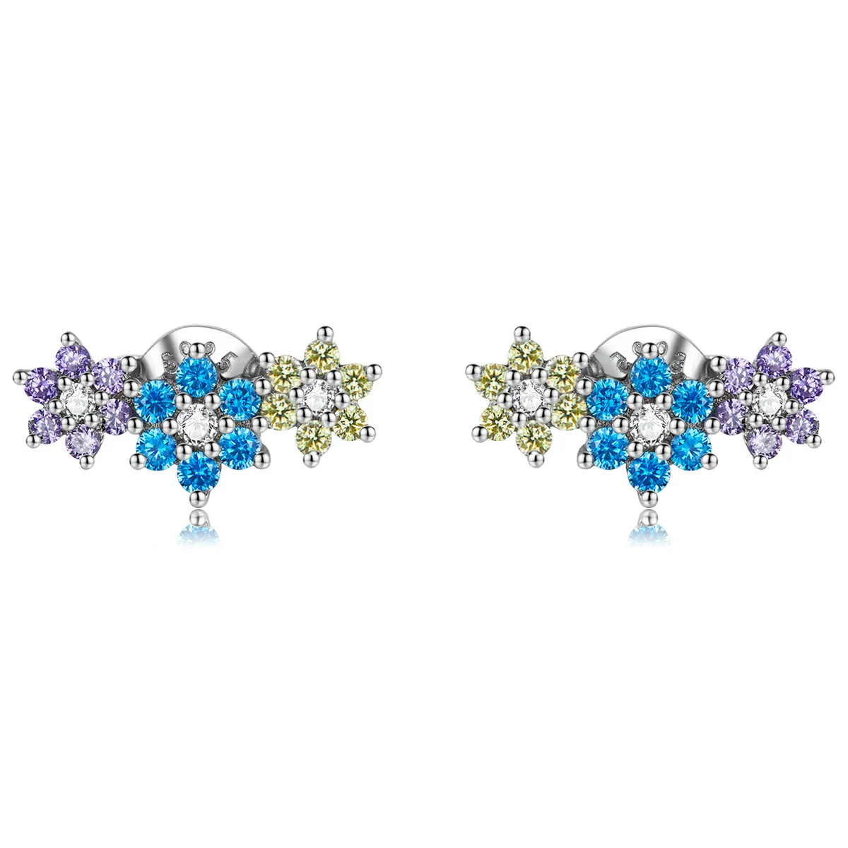 pandora style shine flowers stud earrings bse593