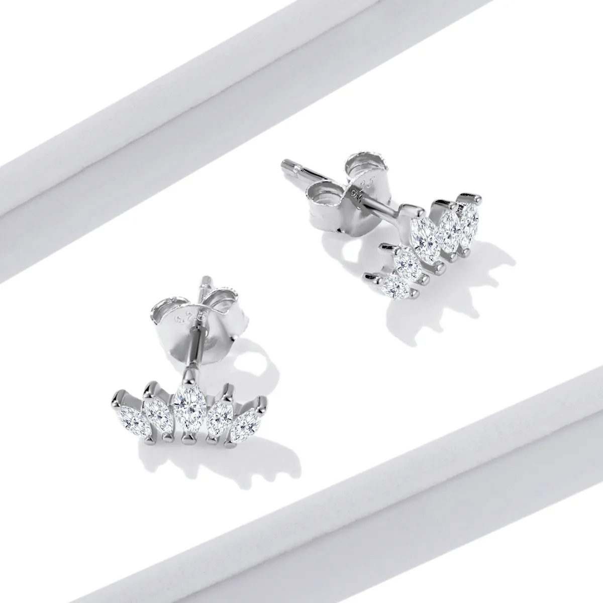 Pandora Style Shining Crown Stud Earrings - BSE521