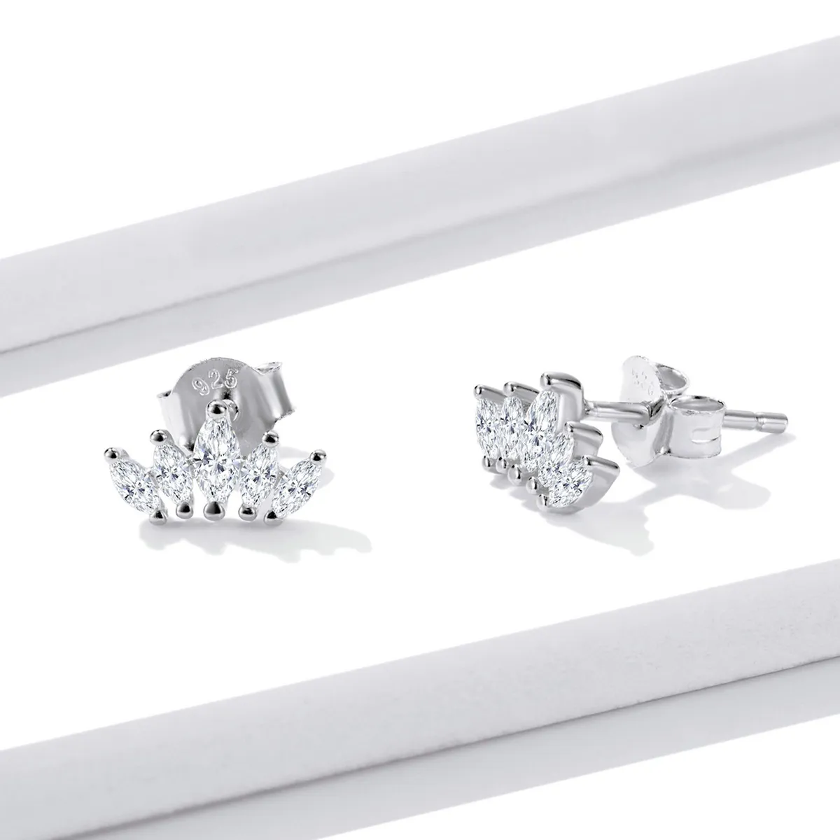 Pandora Style Shining Crown Stud Earrings - BSE521