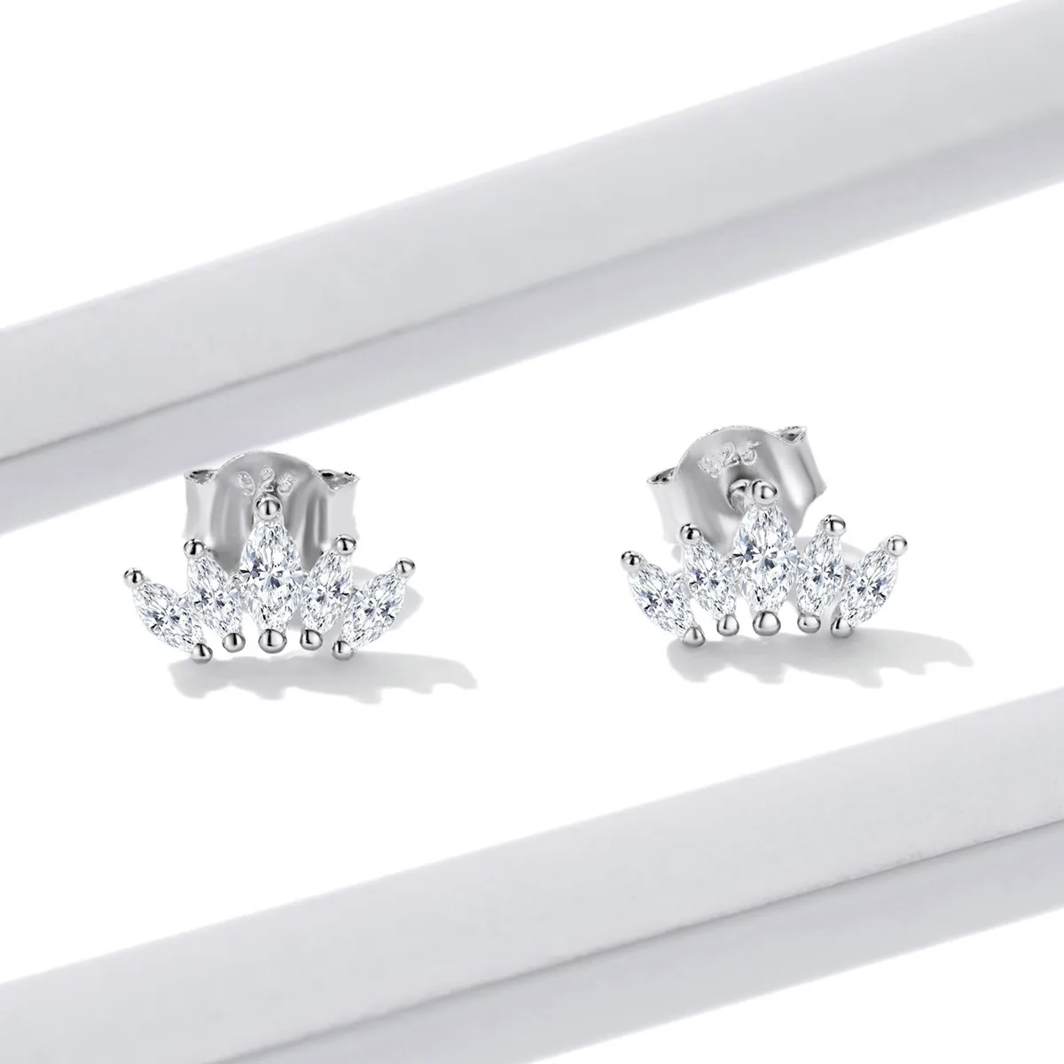 Pandora Style Shining Crown Stud Earrings - BSE521