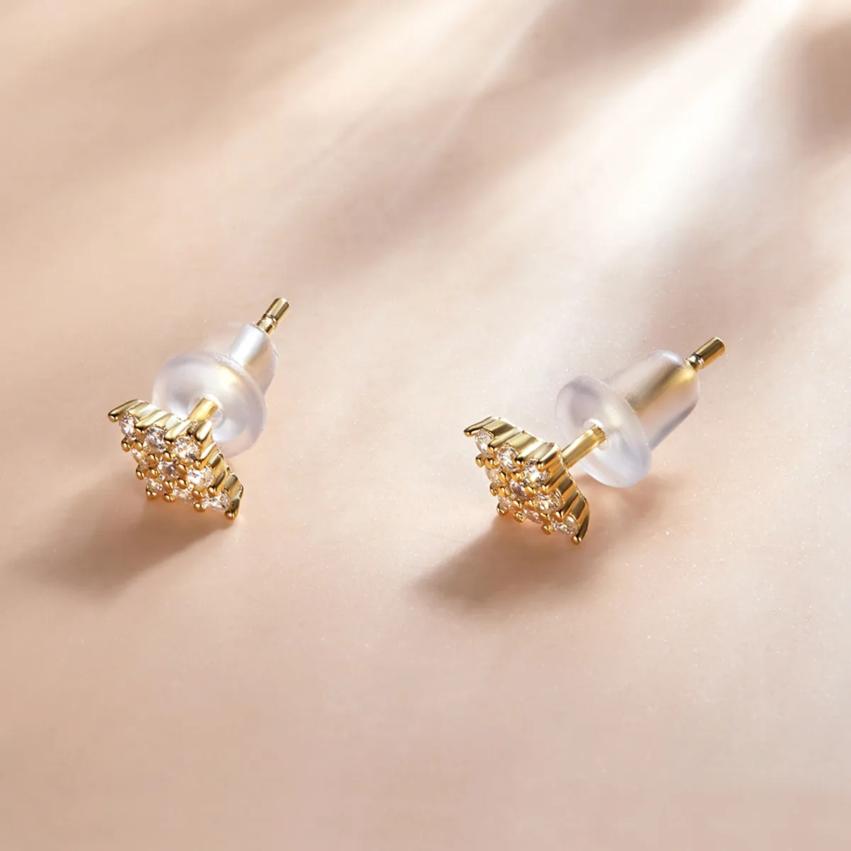 Pandora Style Shiny Rhombus Stud Earrings - SCE1222