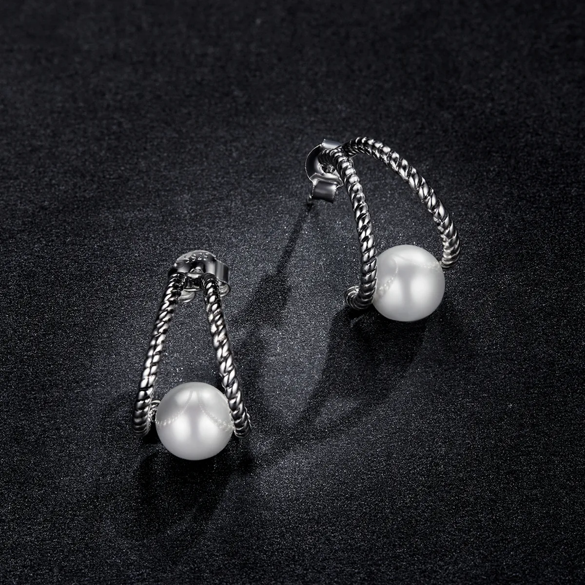 Pandora Style Simple Geometric Shell Beads Stud Earrings - BSE539