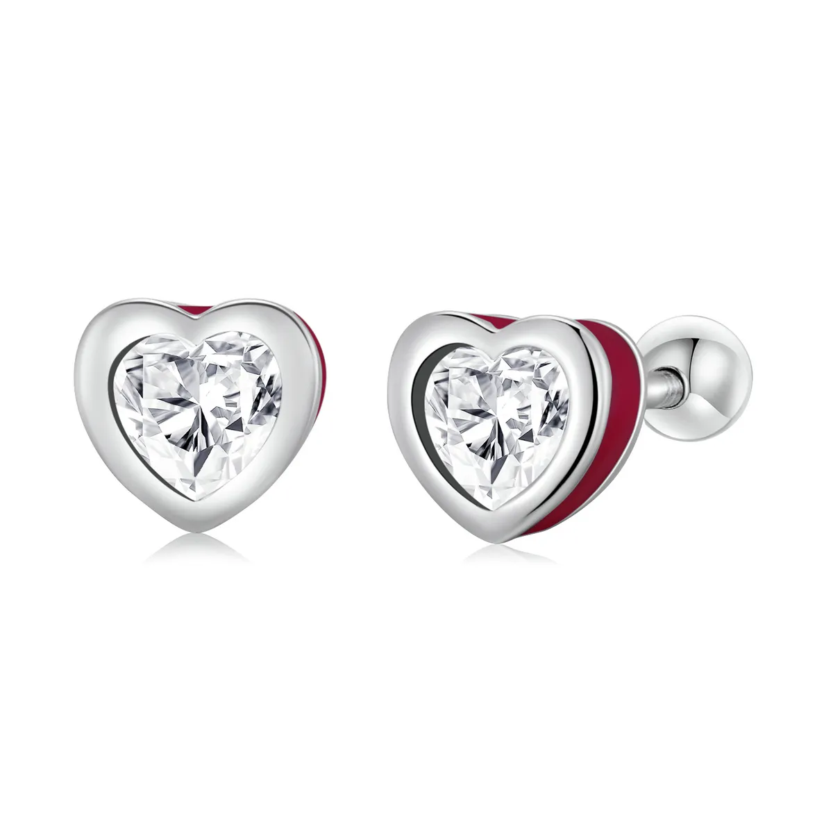 Pandora Style Simple Love Stud Earrings - SCE1352-VT