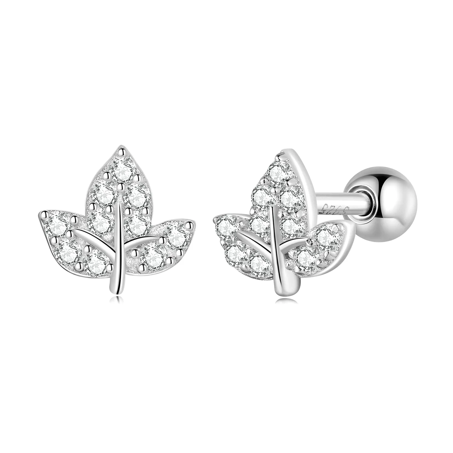 Pandora Style Small Leaves Stud Earrings - SCE1459