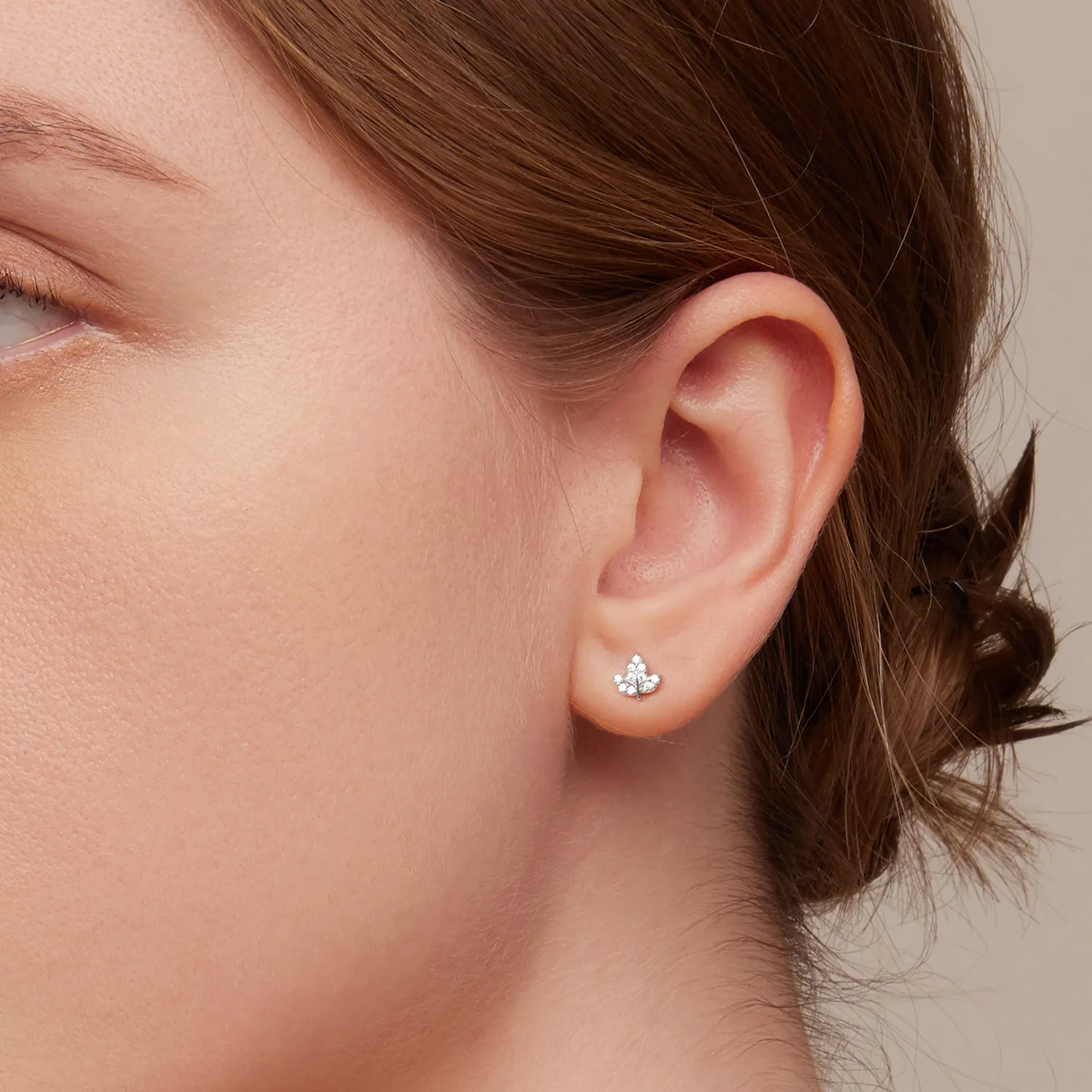 Pandora Style Small Leaves Stud Earrings - SCE1459