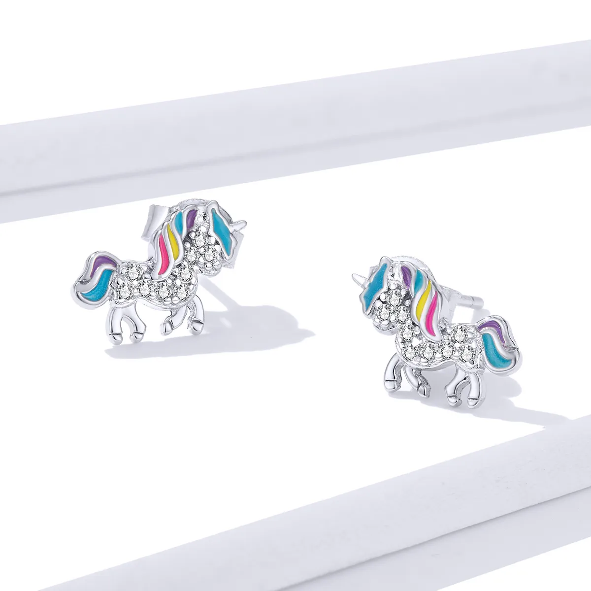 Pandora Style Unicorn Stud Earrings - BSE352