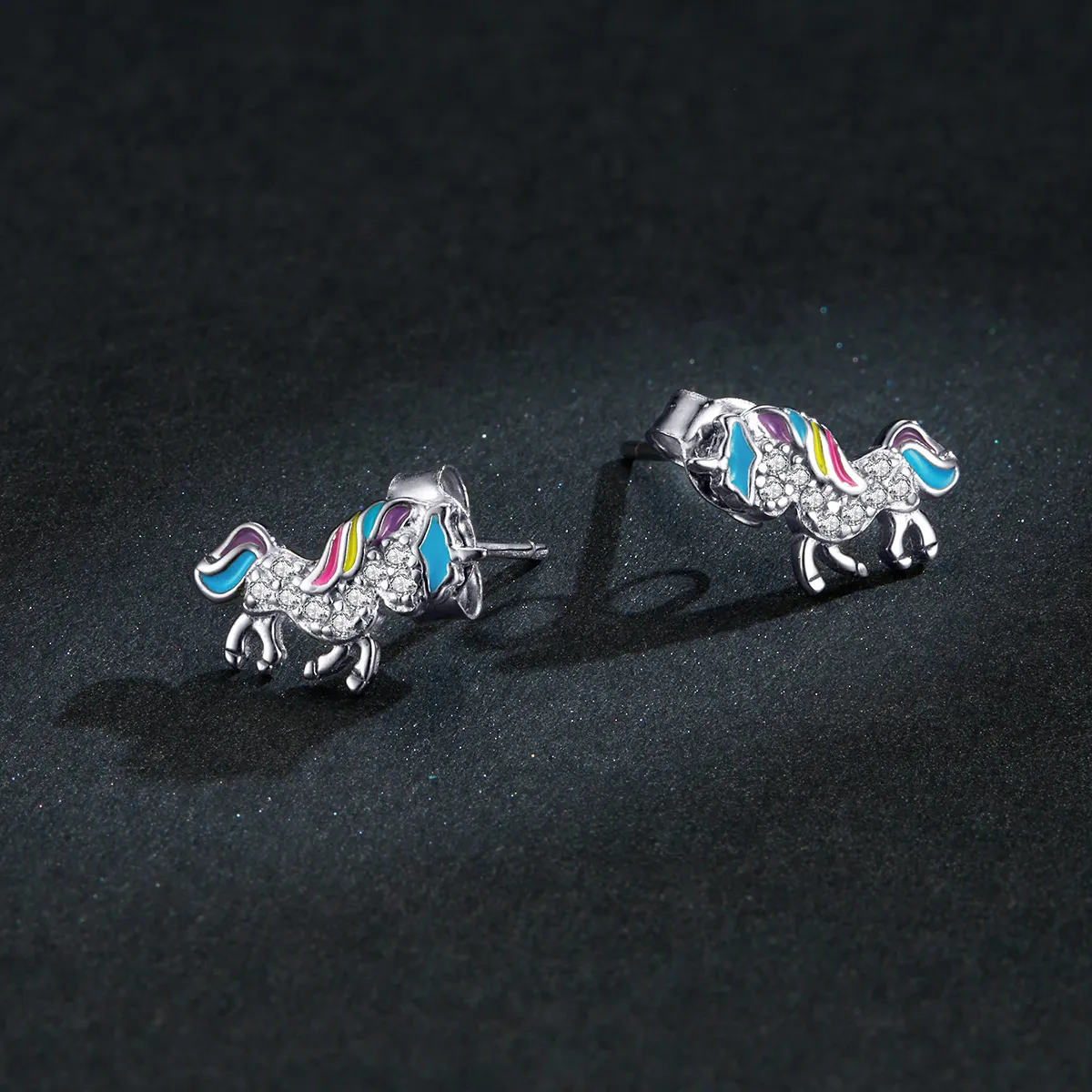 Pandora Style Unicorn Stud Earrings - BSE352