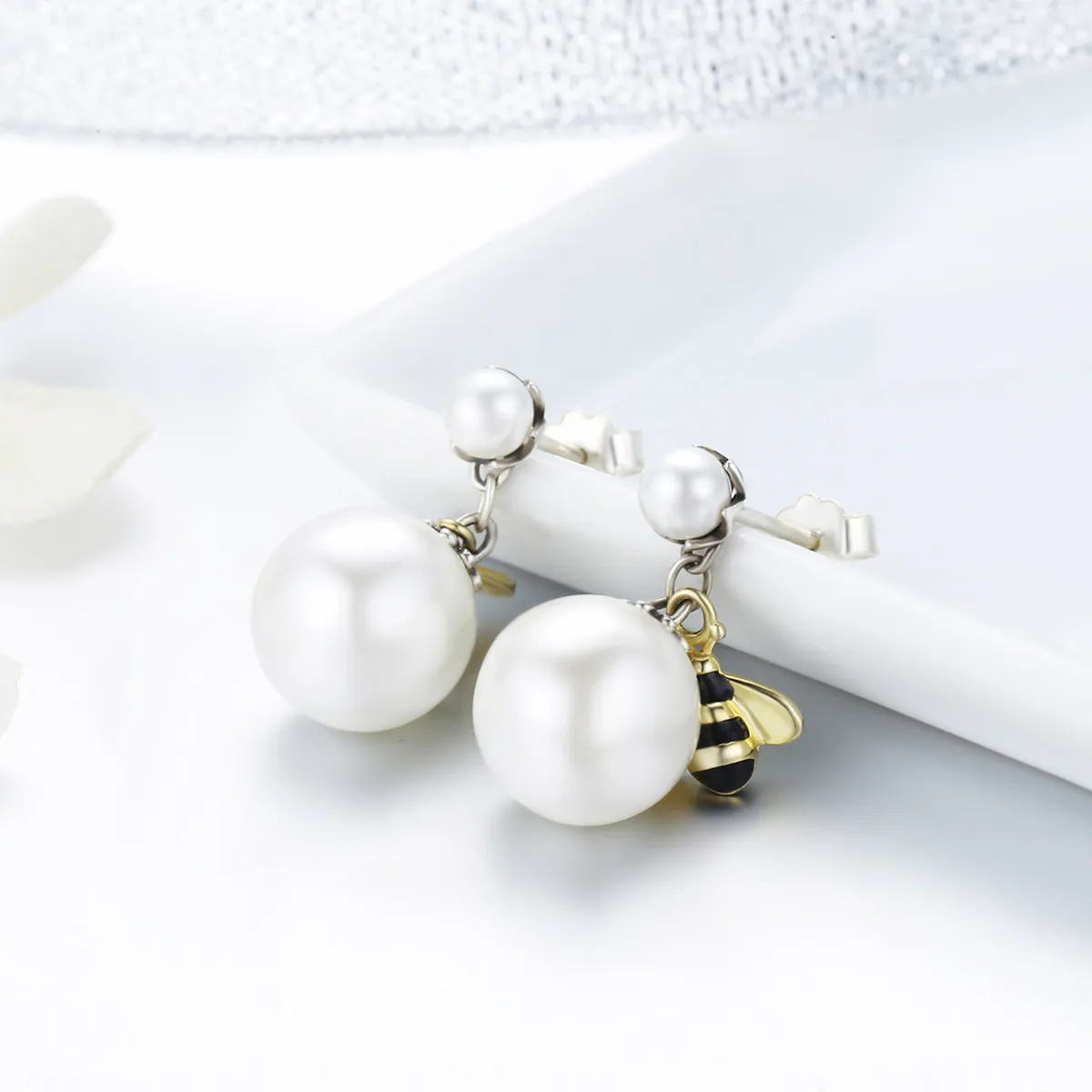 Pandora Style Woman Flower Stud Earrings - SCE232