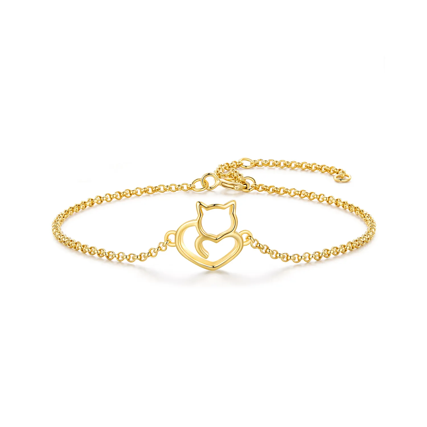 pandora style cute cat gold plated bracelet scb102 b