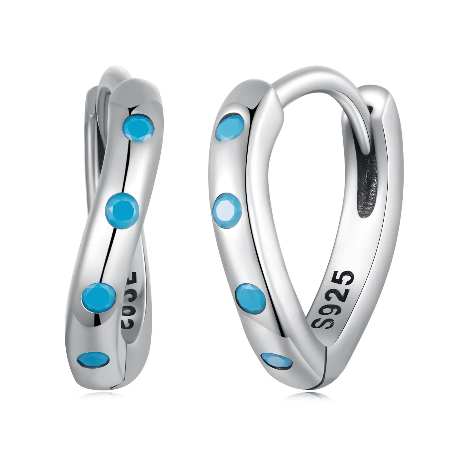 Pandora Style Wave Hoops Earrings - SCE1593