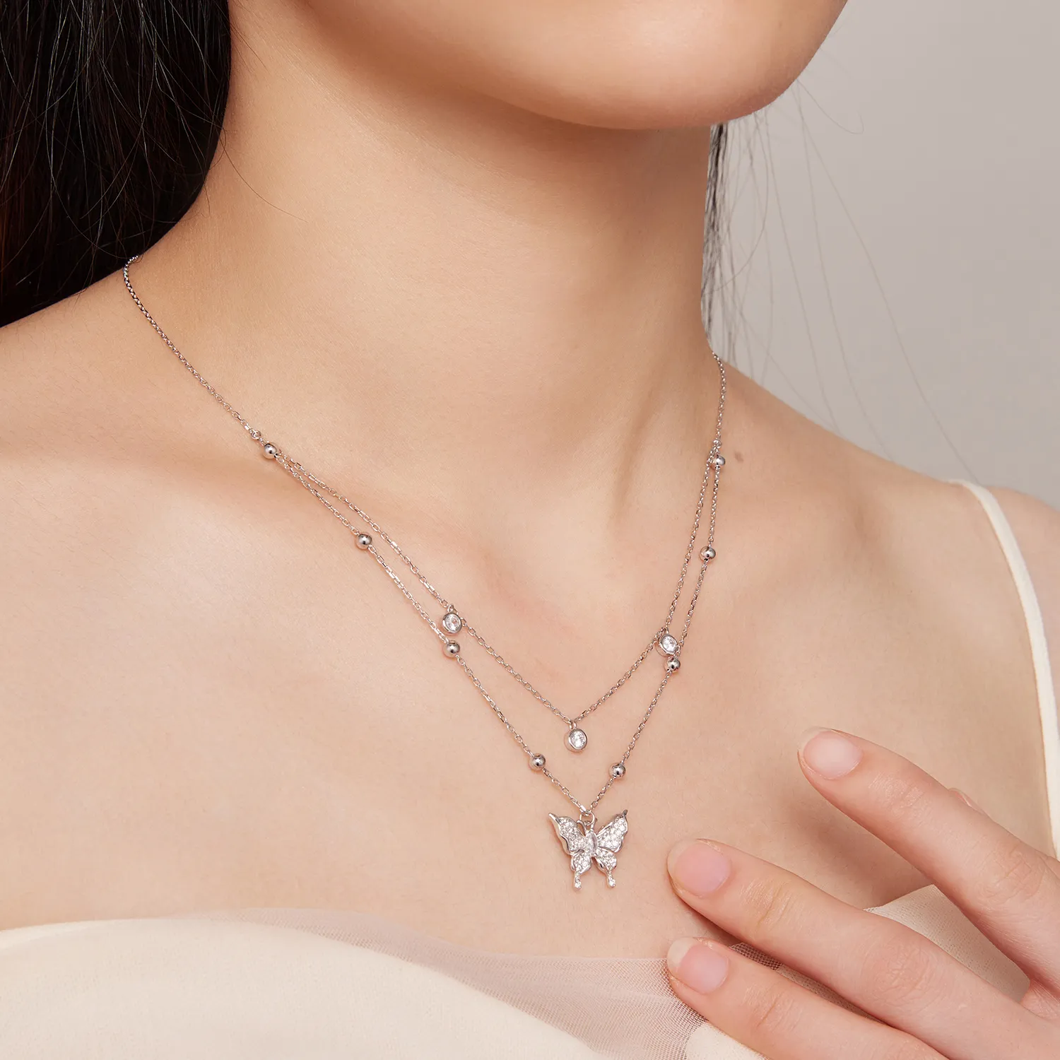 Double Chain Necklace Pandora Style - BSN308