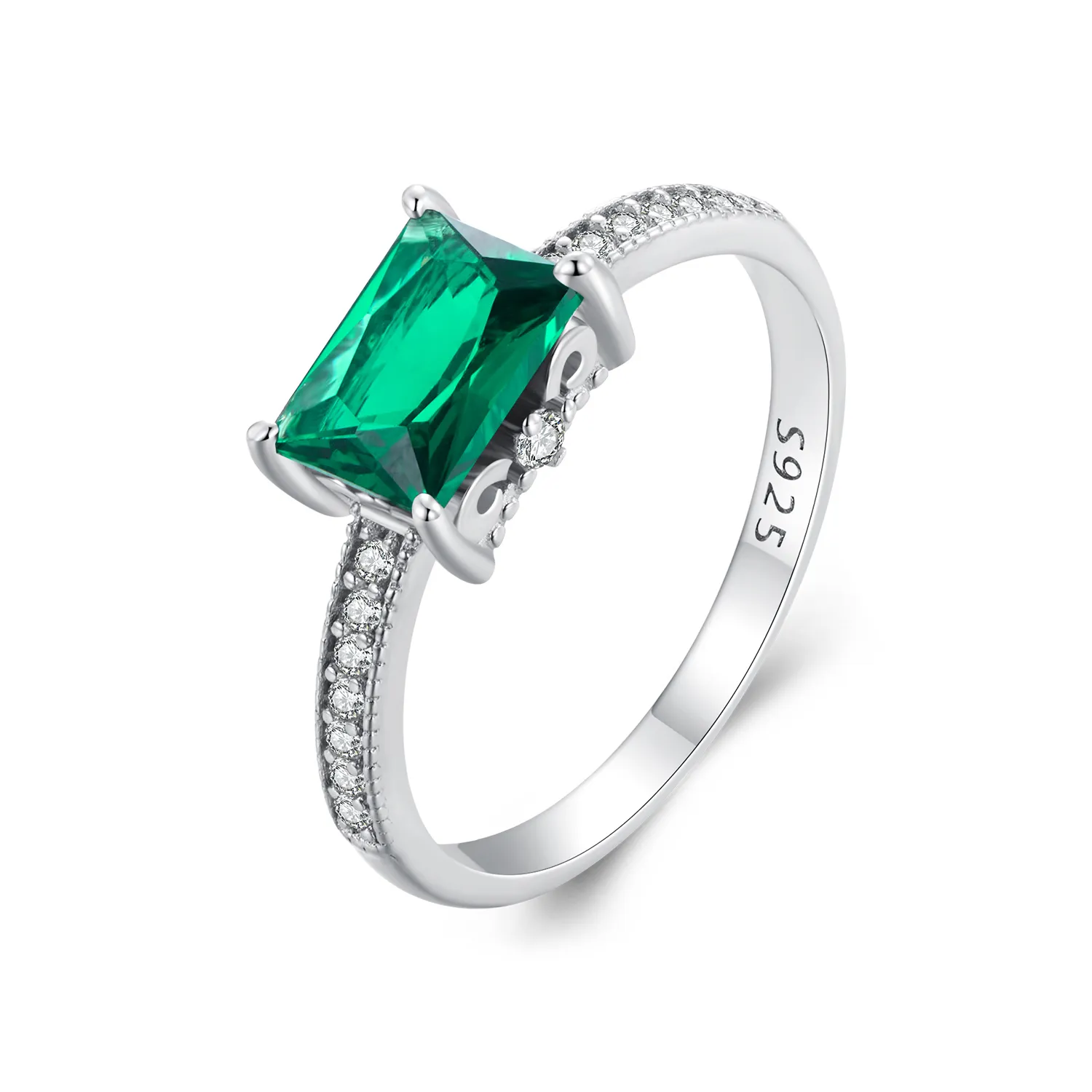 Pandora Style Green Stone Ring BSR461