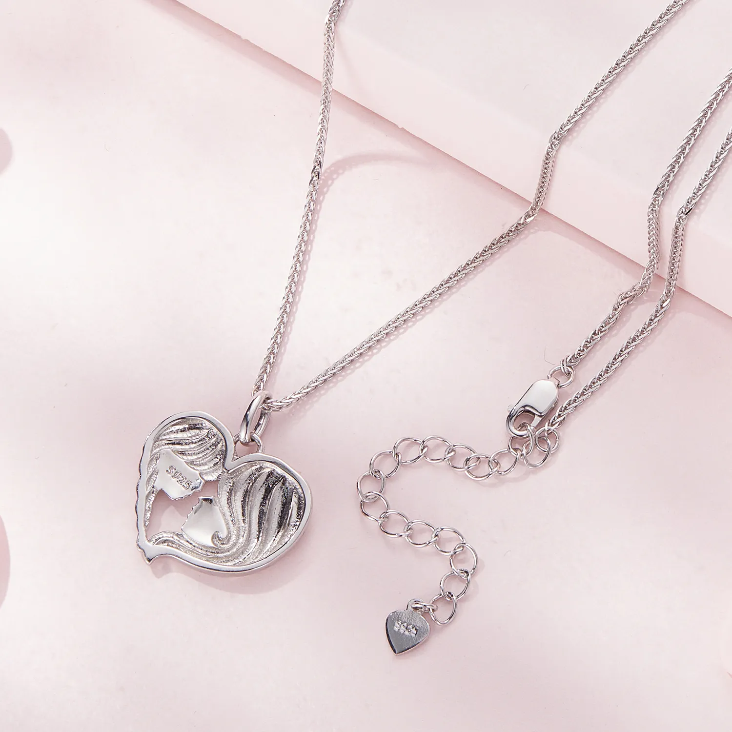Double Heart-shape Charms Beads 925 Silver Mom Daughter Son Friendship  Dangle Pendant Fit Pandora Bracelet Necklace DIY Jewelry - AliExpress
