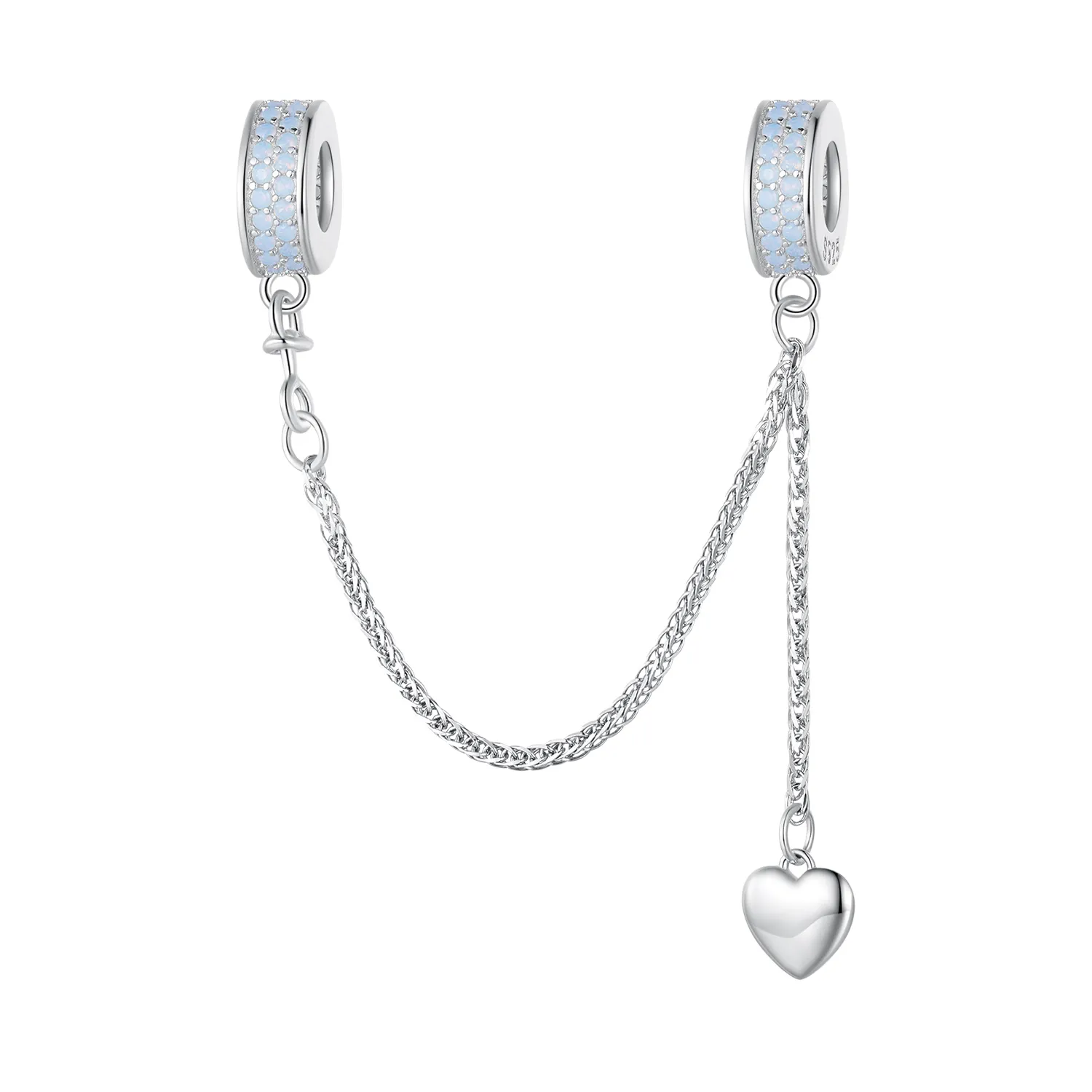 Pandora Style Silver Heart Safety Chain - BSC795