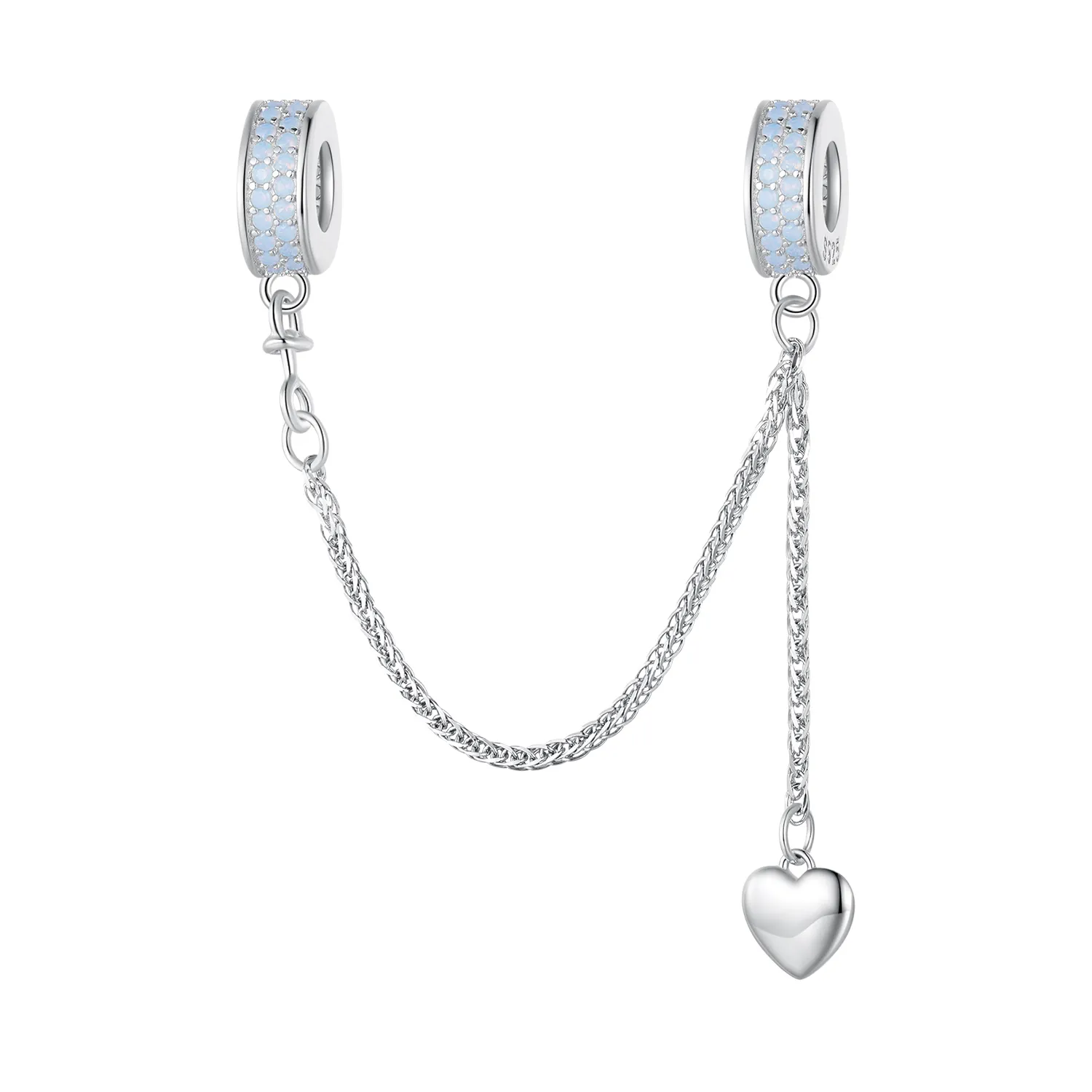 Pandora Style Silver Heart Safety Chain BSC795