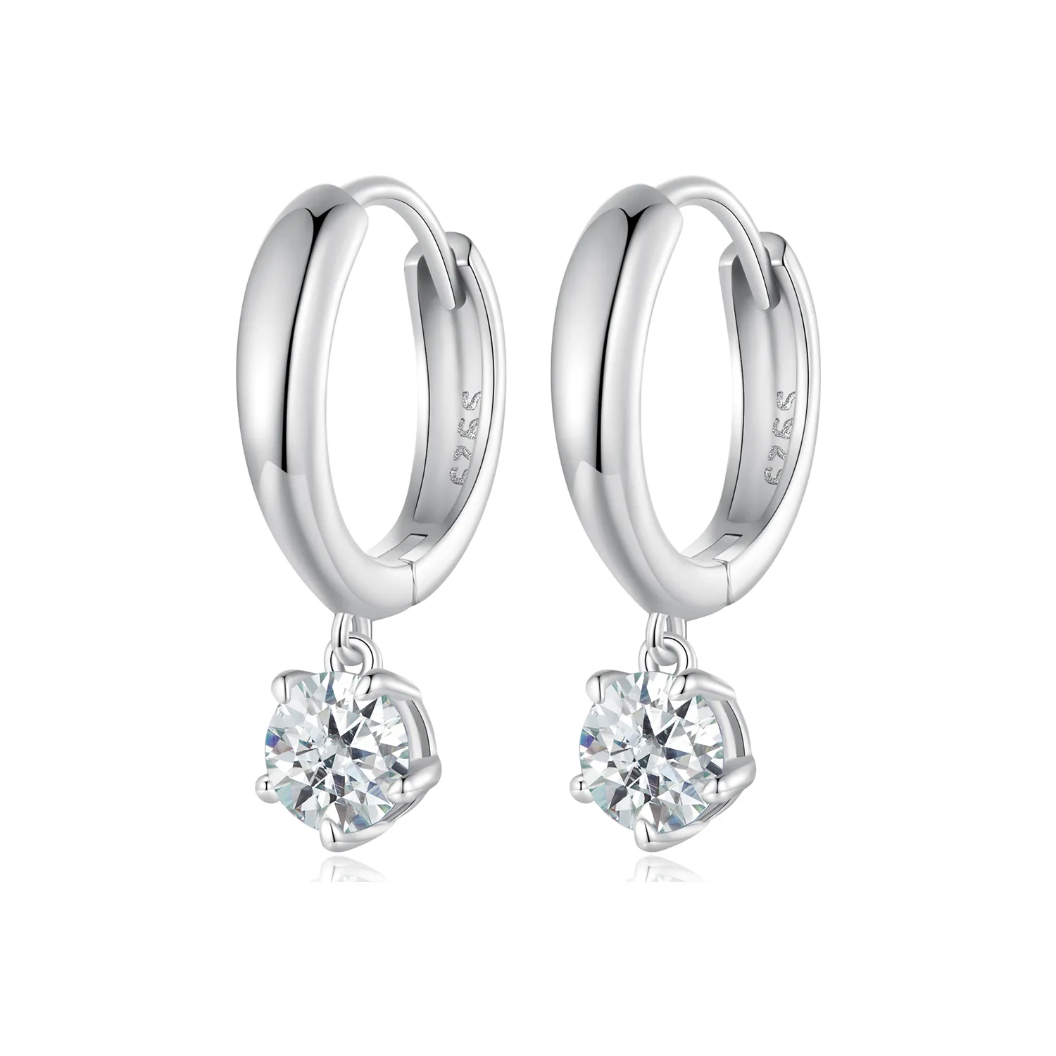 Pandora Style 0.5Ct Moissanite Hoop Earrings(Two Certificates) - MSE040