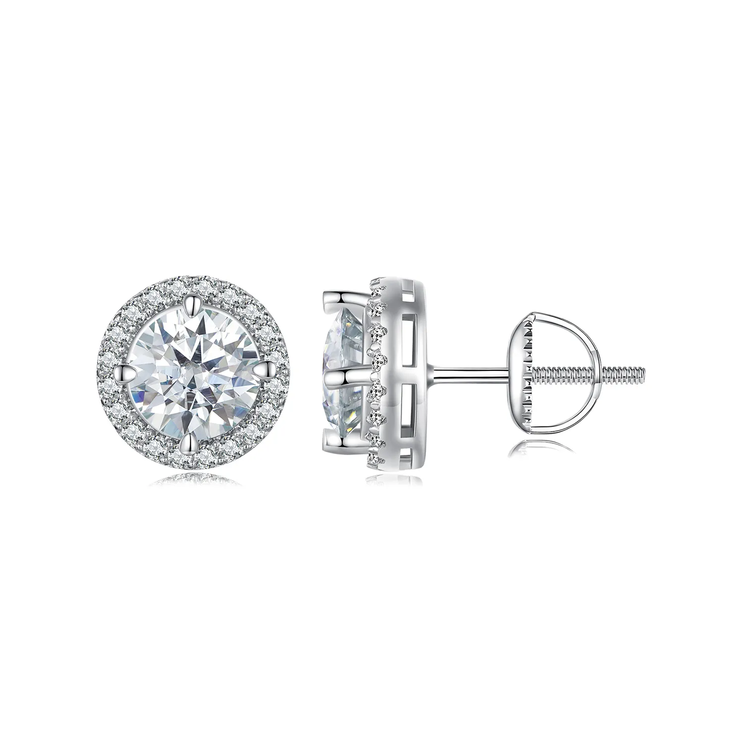 Pandora Style 1Ct Moissanite Studs Earrings(Two Certificates) - MSE039