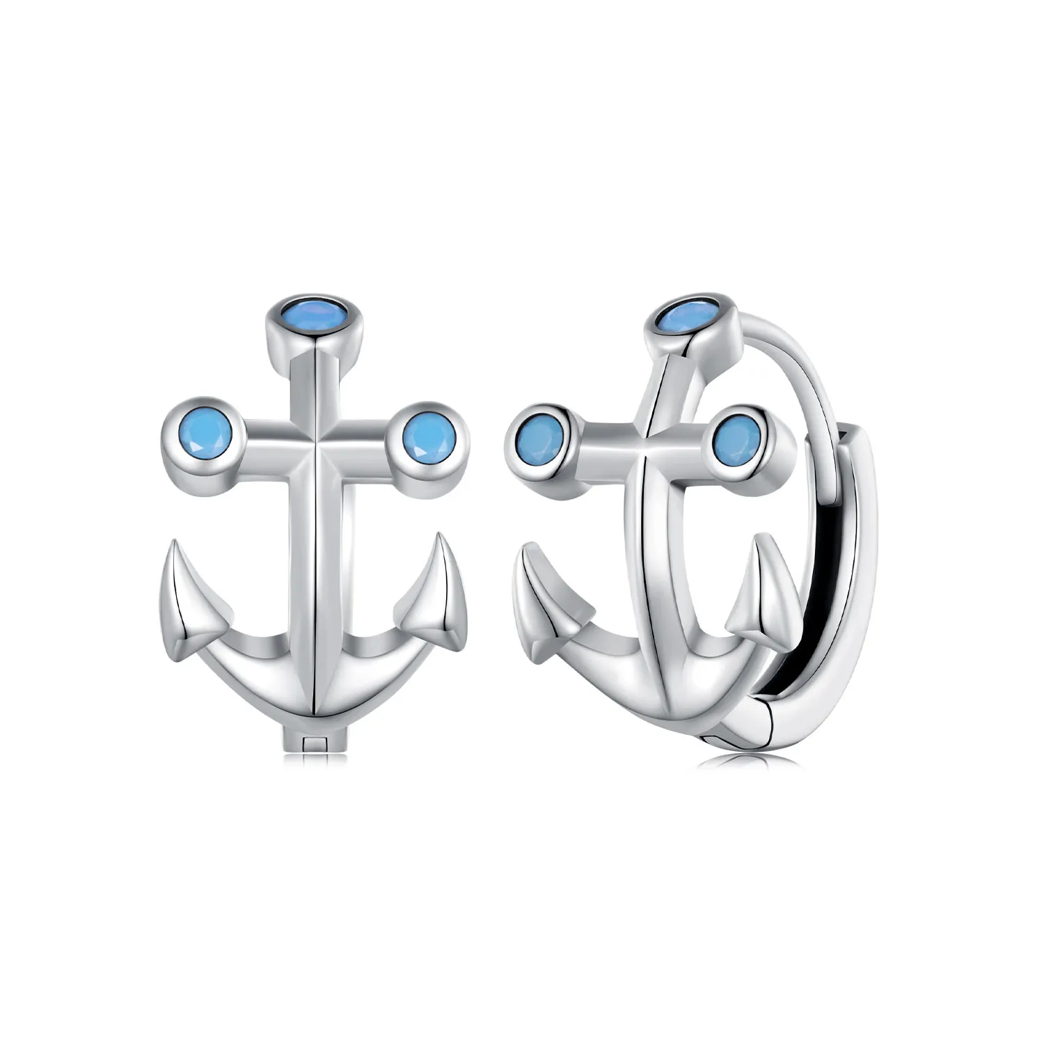 Pandora Style Anchor Hoop Earrings - SCE1619