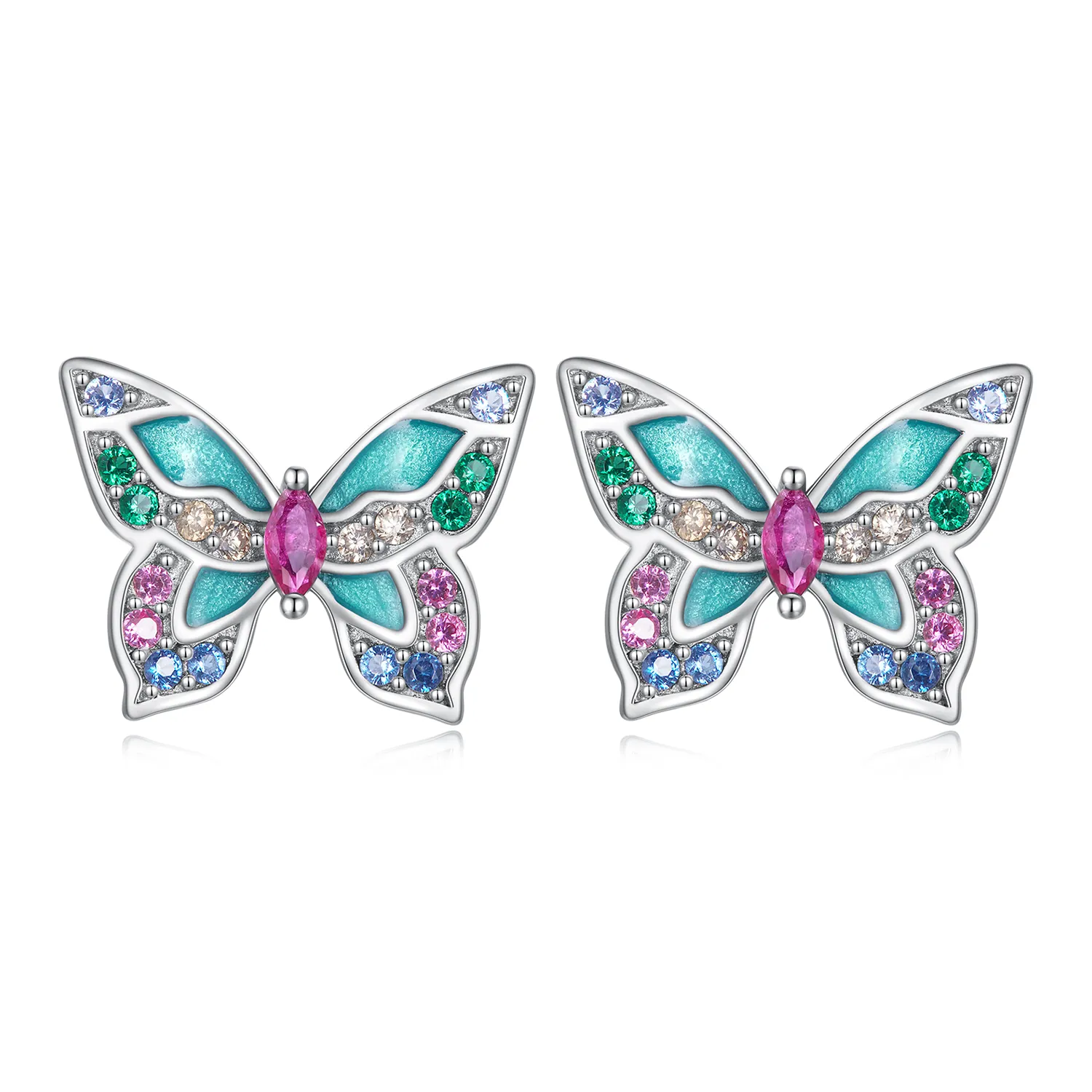 Pandora Style Butterfly Studs Earrings - BSE807