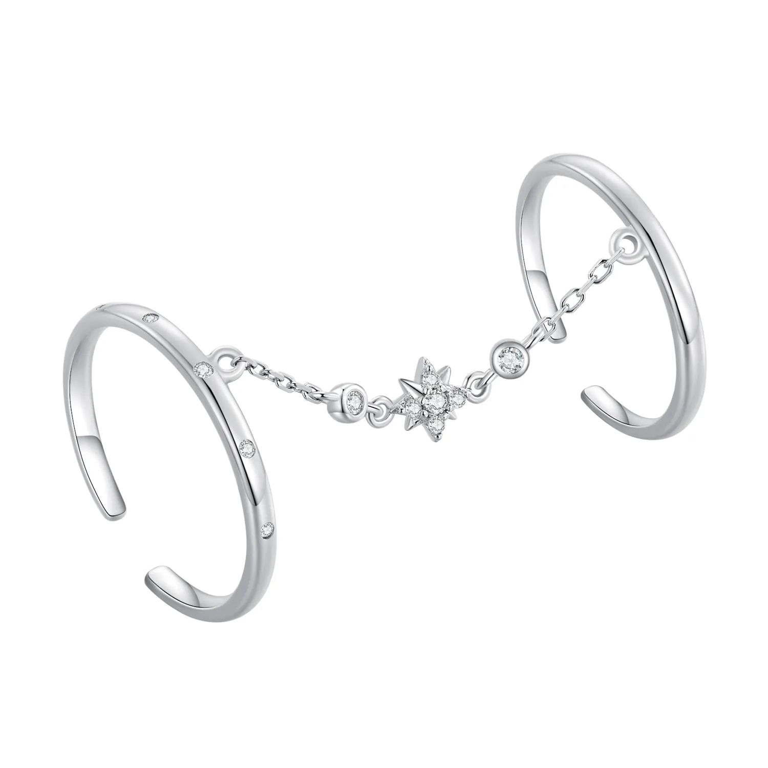 Pandora Style Chain Double Ring Open Ring - BSR405