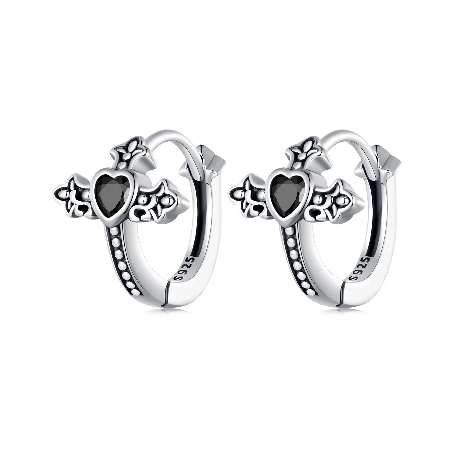 Pandora Style Cross Hoop Earrings - SCE1642
