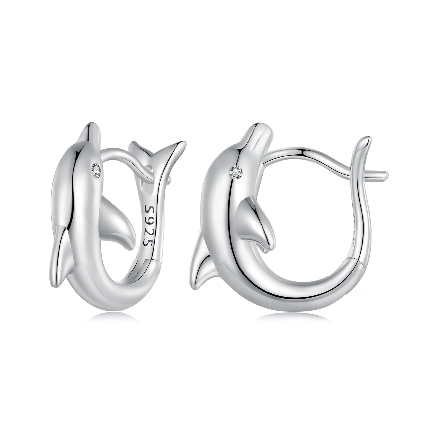 Pandora Style Dolphin Hoop Earrings - BSE881