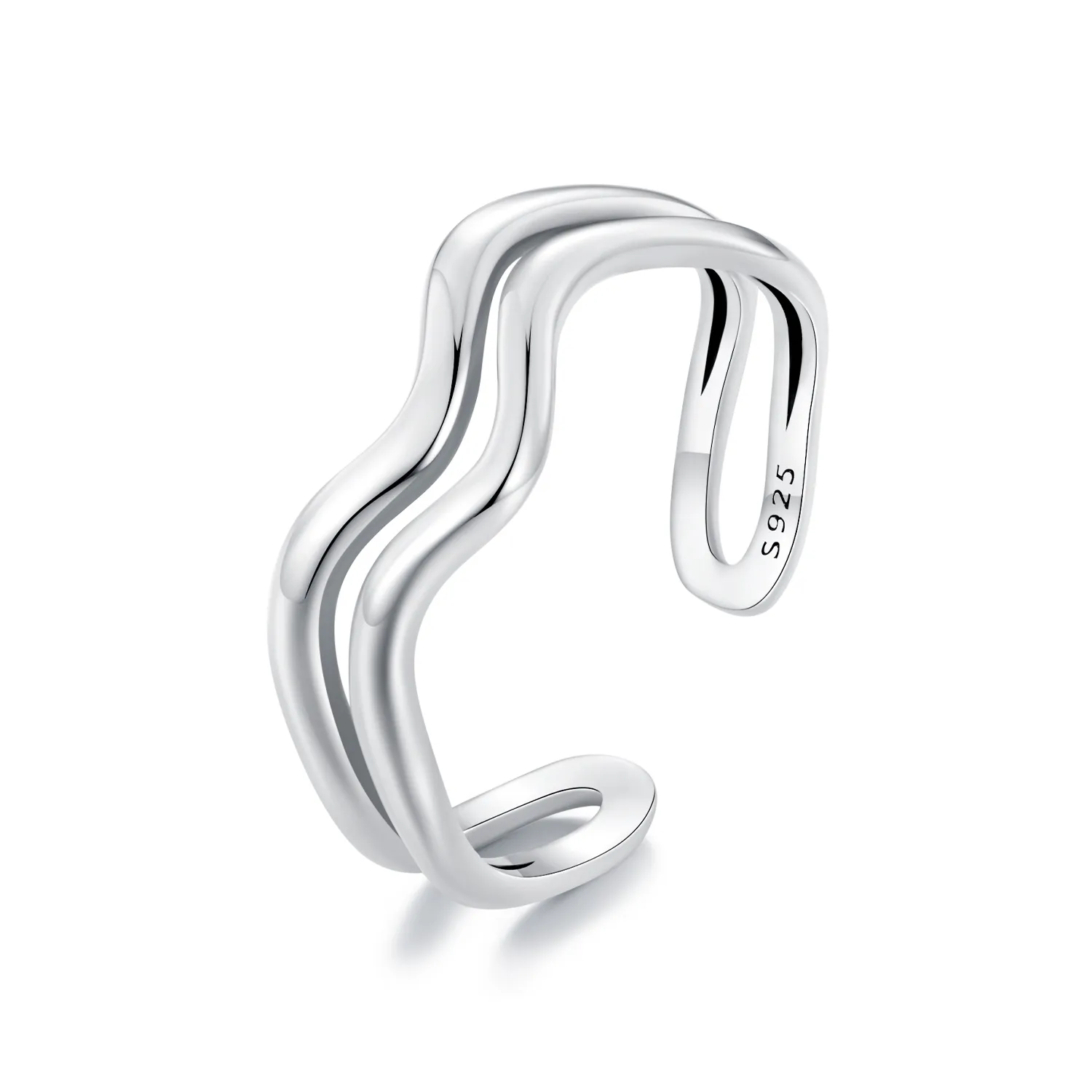 Pandora Style Double Layer Wave Ring - SCR968-E