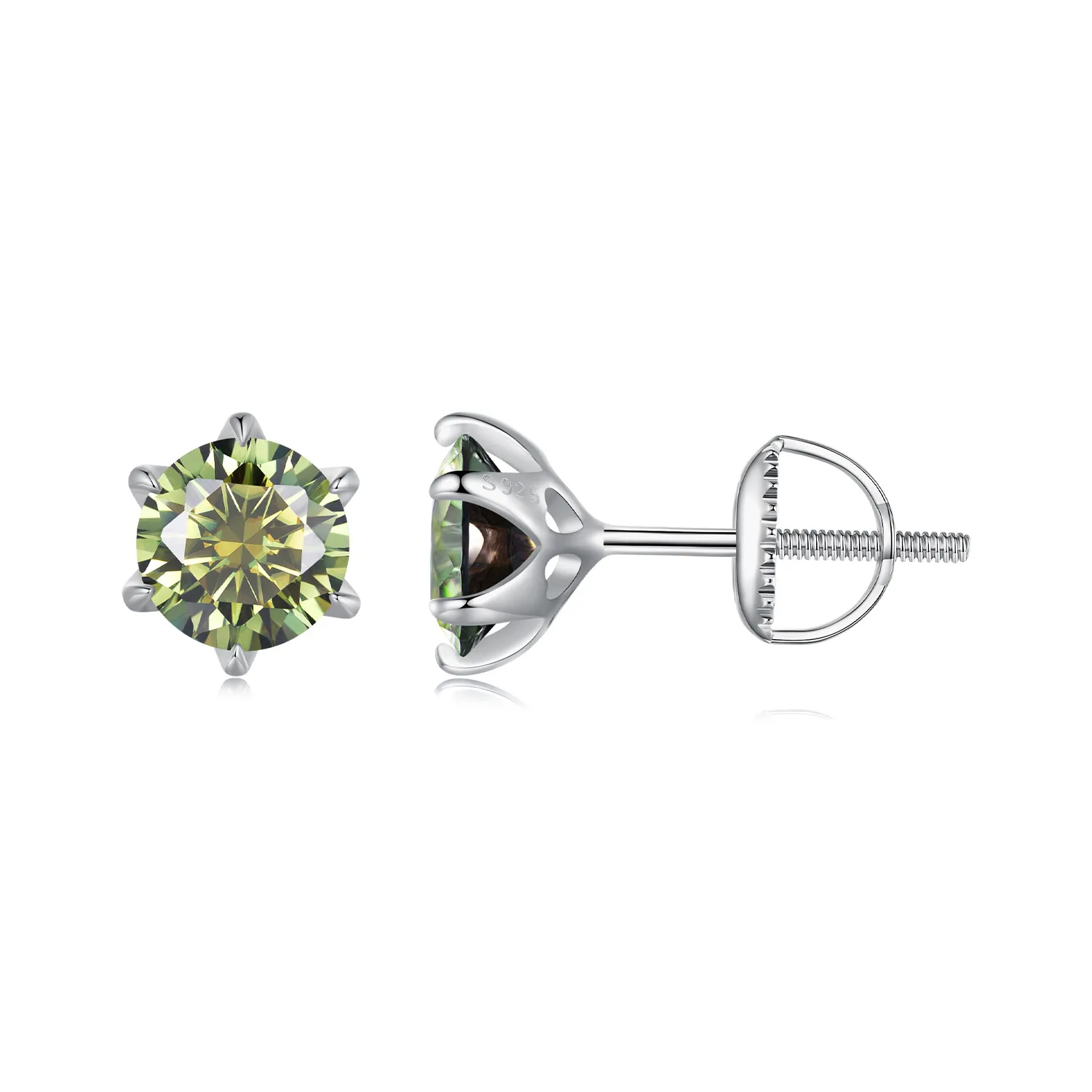 Pandora Style Emeraldmoissanite Studs Earrings - MSE025-LGN