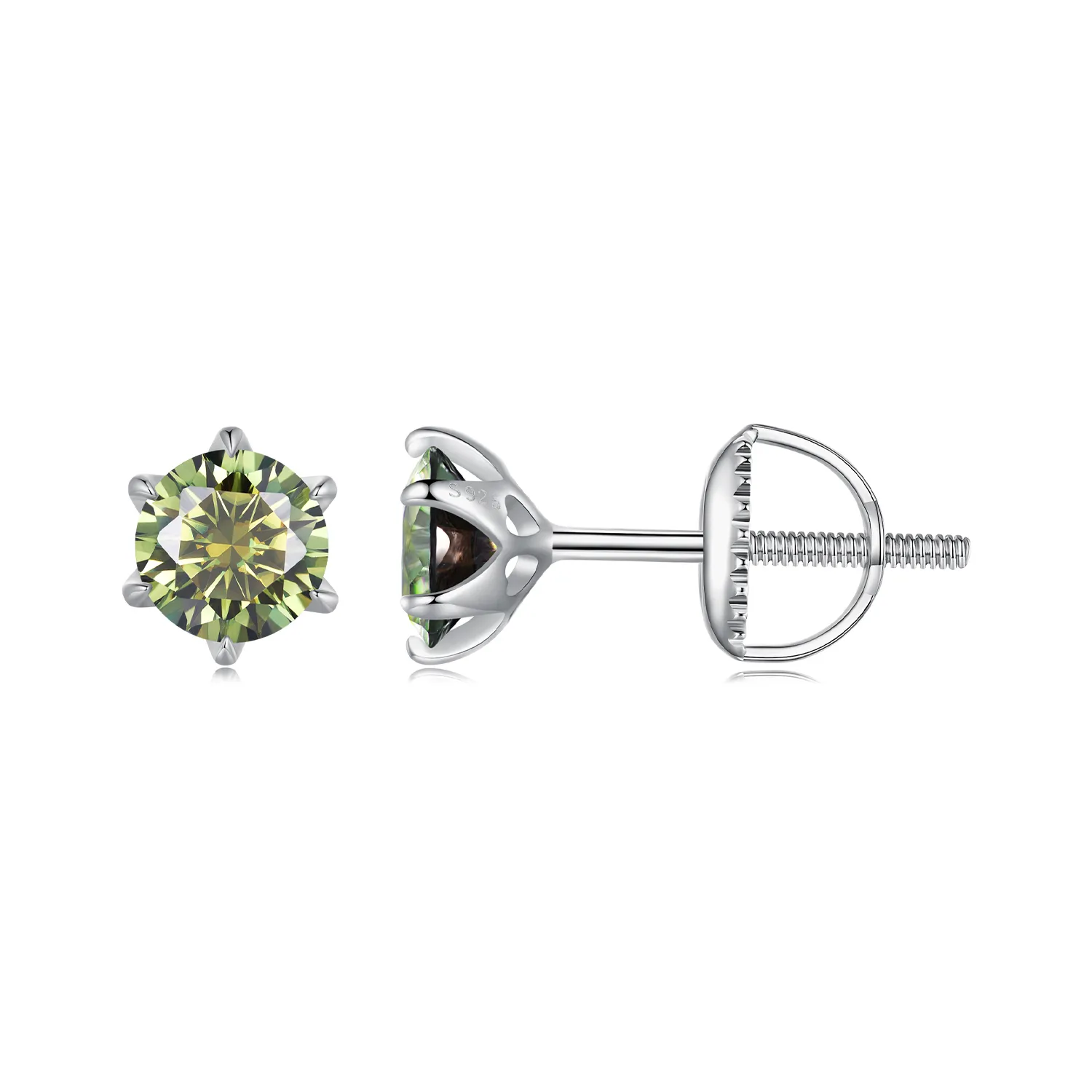 Pandora Style Emeraldmoissanite Studs Earrings - MSE025-SGN