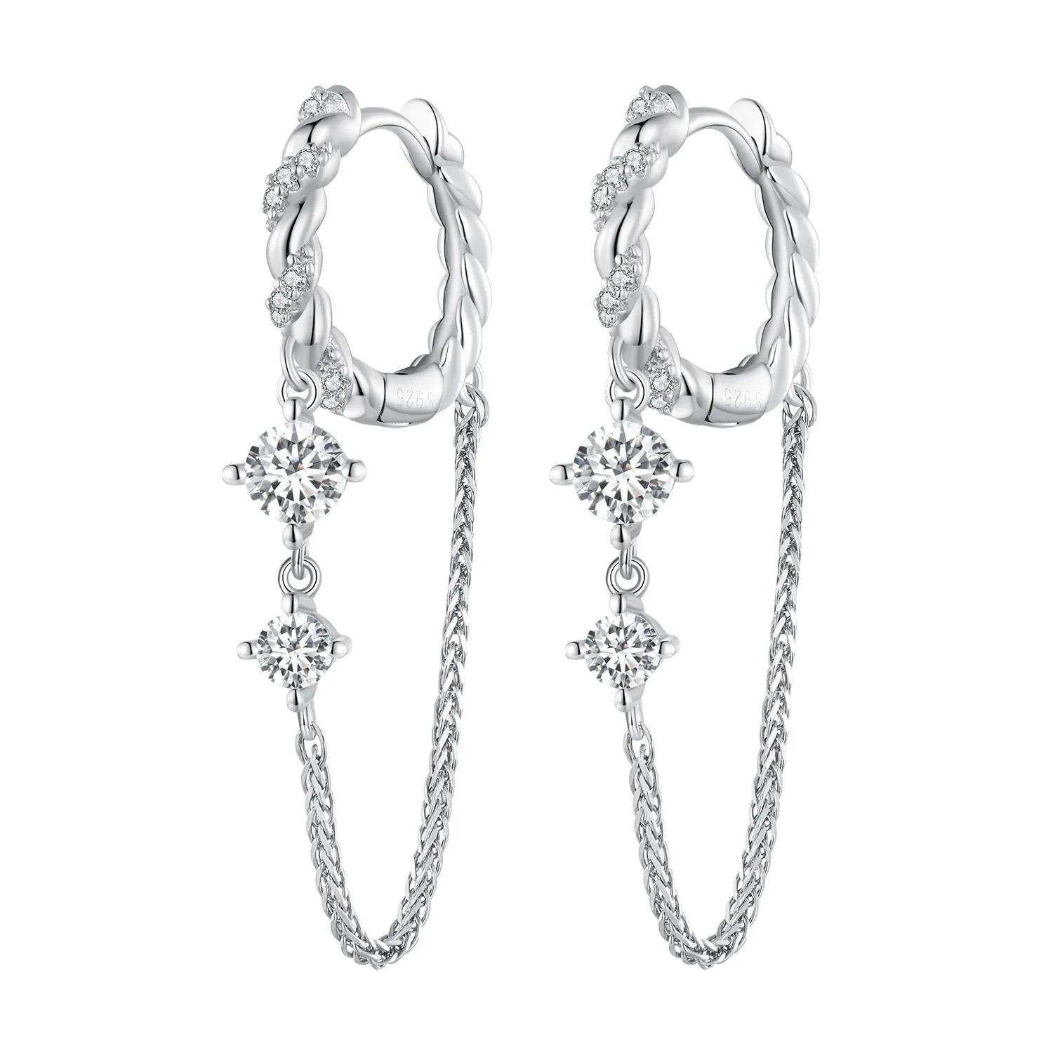 Pandora Style Exquisite Tassel Hoop Earrings - BSE822