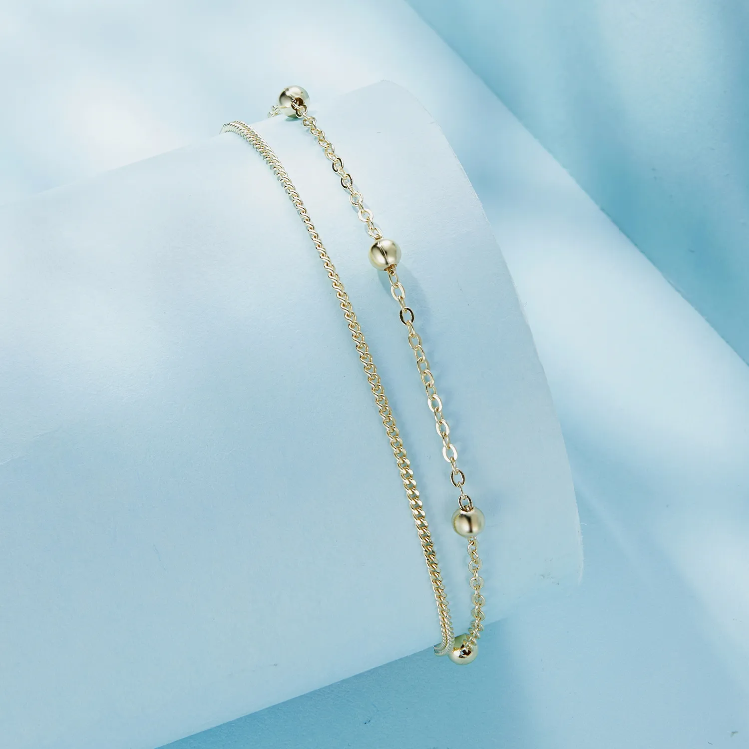 Pandora Style Golden Bead Chain Bracelet - SCB131-B