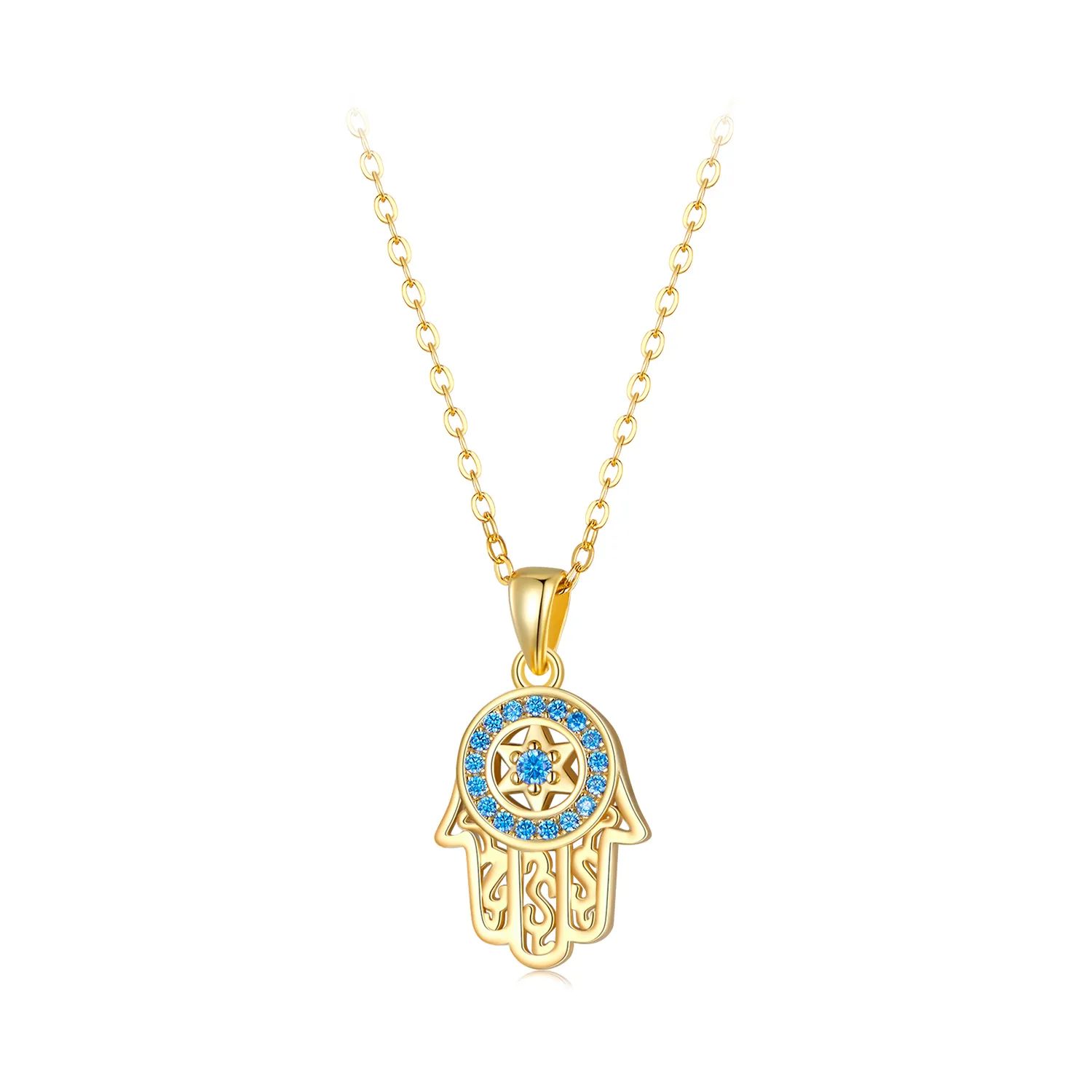 Pandora Style Golden Fatima's Guardian Necklace - SCN264-B