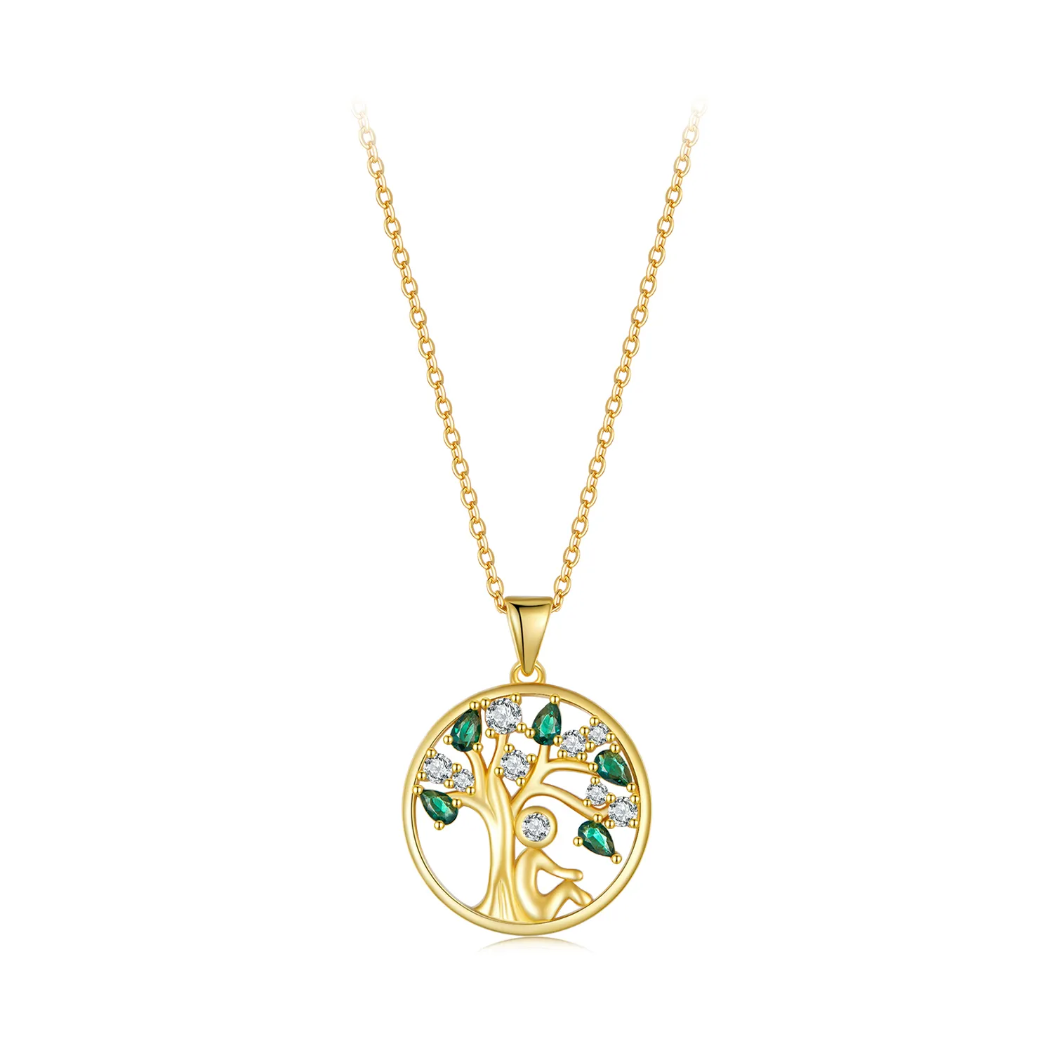 Pandora Style Golden Life Tree Necklace - SCN094-B