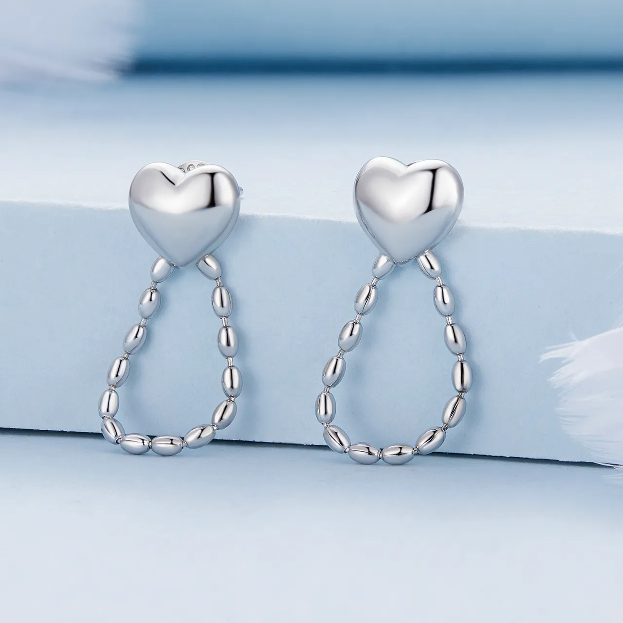 Pandora Style Heart-Shaped Tassels Dangle Earrings - BSE825