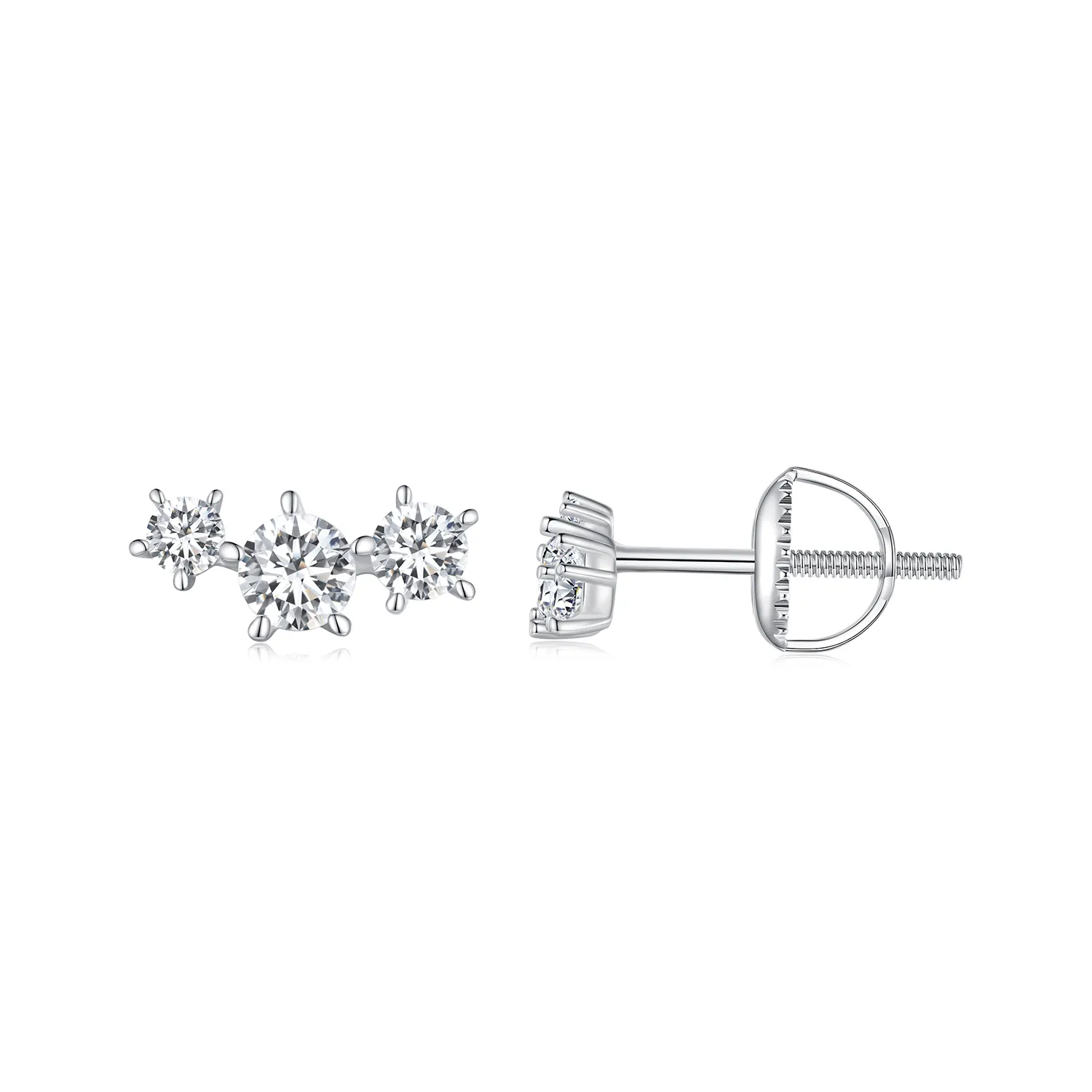 Pandora Style Moissanite Studs Earrings(One Certificate) - MSE034