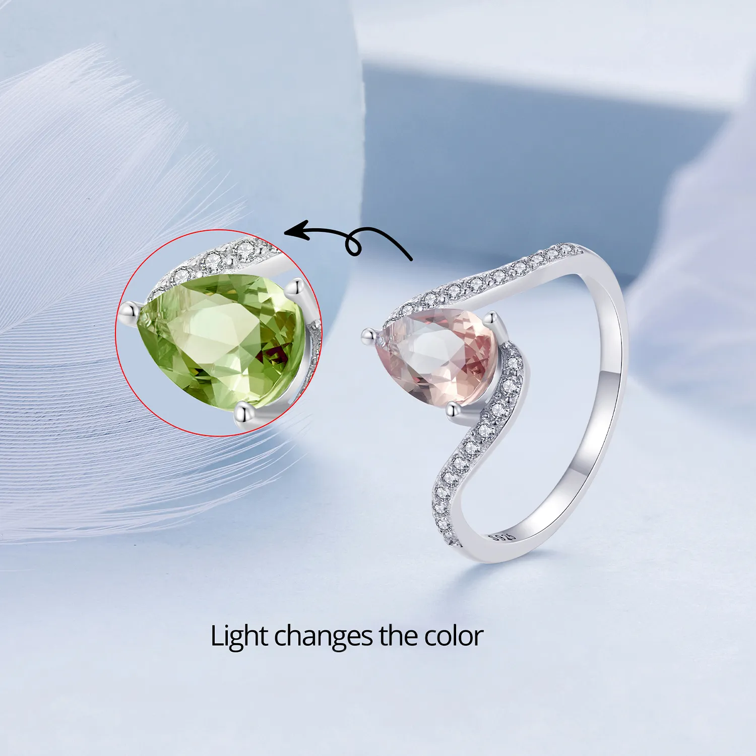 Pandora Style Pear Shape Color Stone Ring - BSR480