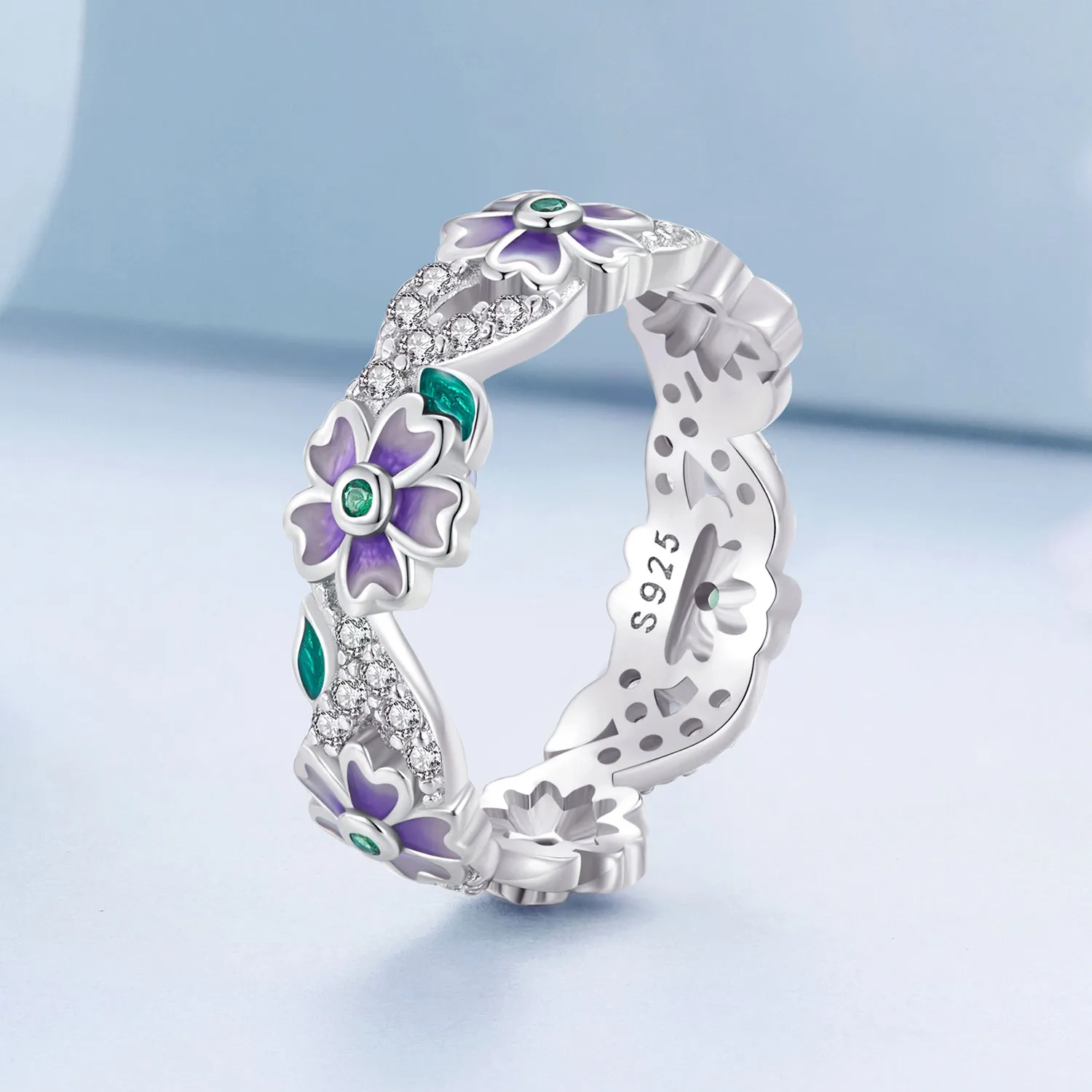 Pandora Style Purple Garland Ring - BSR492