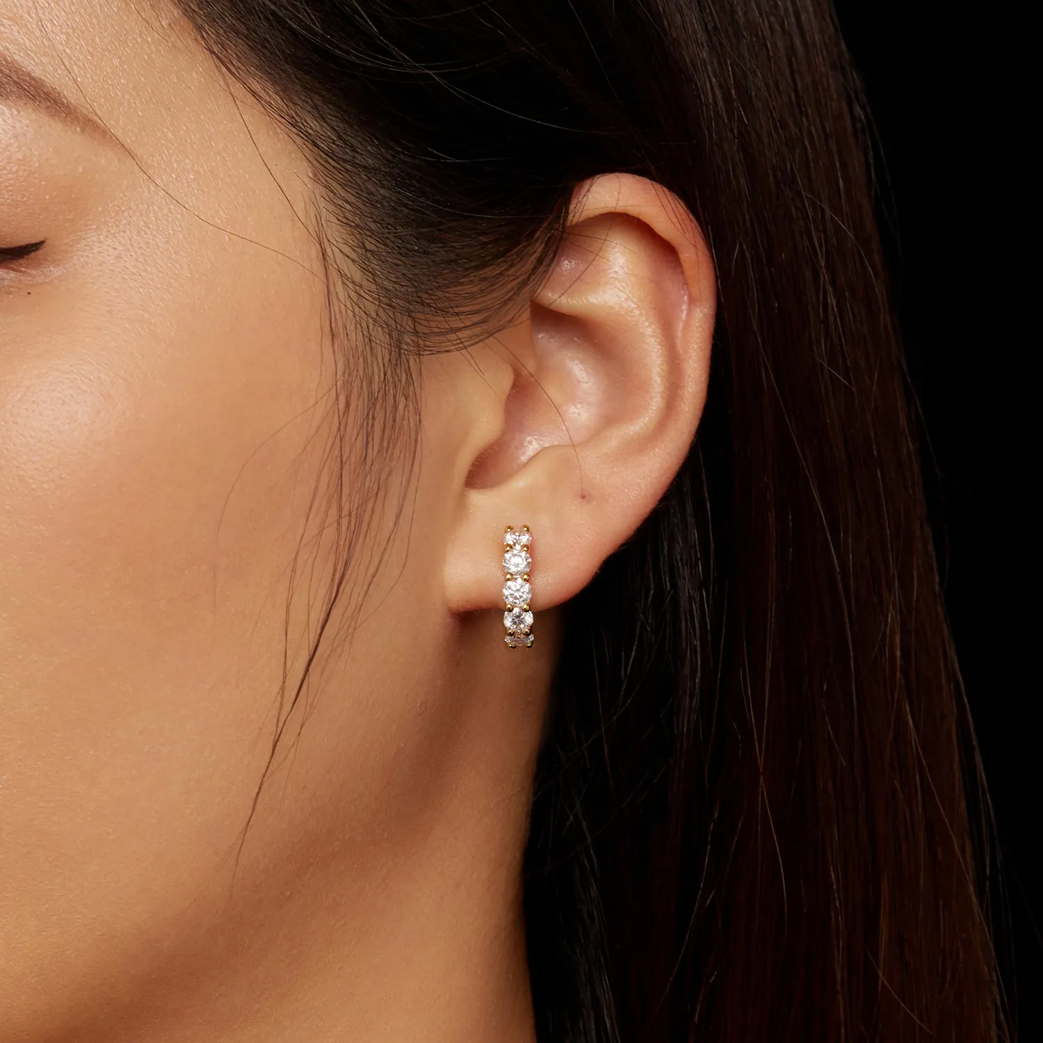 Pandora Style Shine Moissanite Hoop Earrings(One Certificate) - MSE005-B
