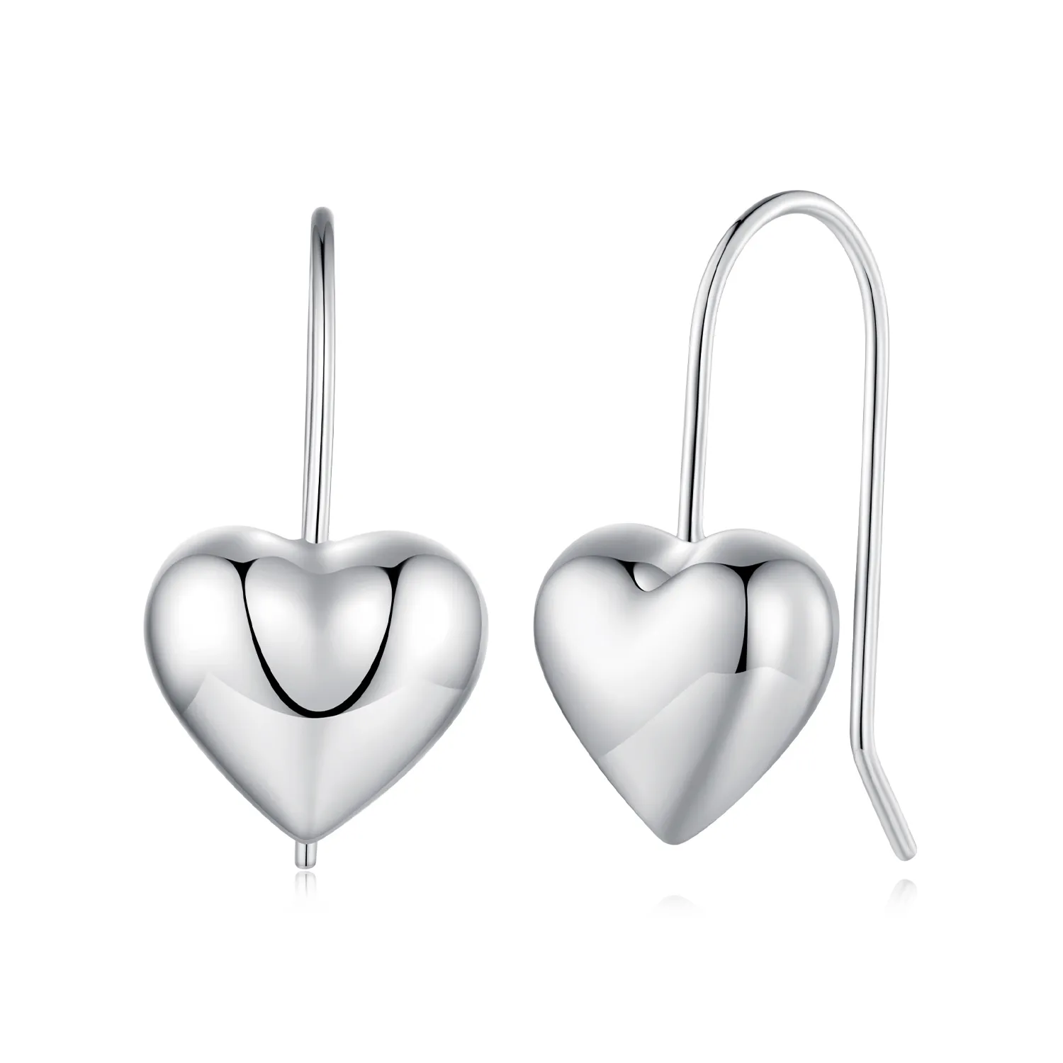 Pandora Style Three-Dimensional Heart-Shaped Stud Earrings - BSE854