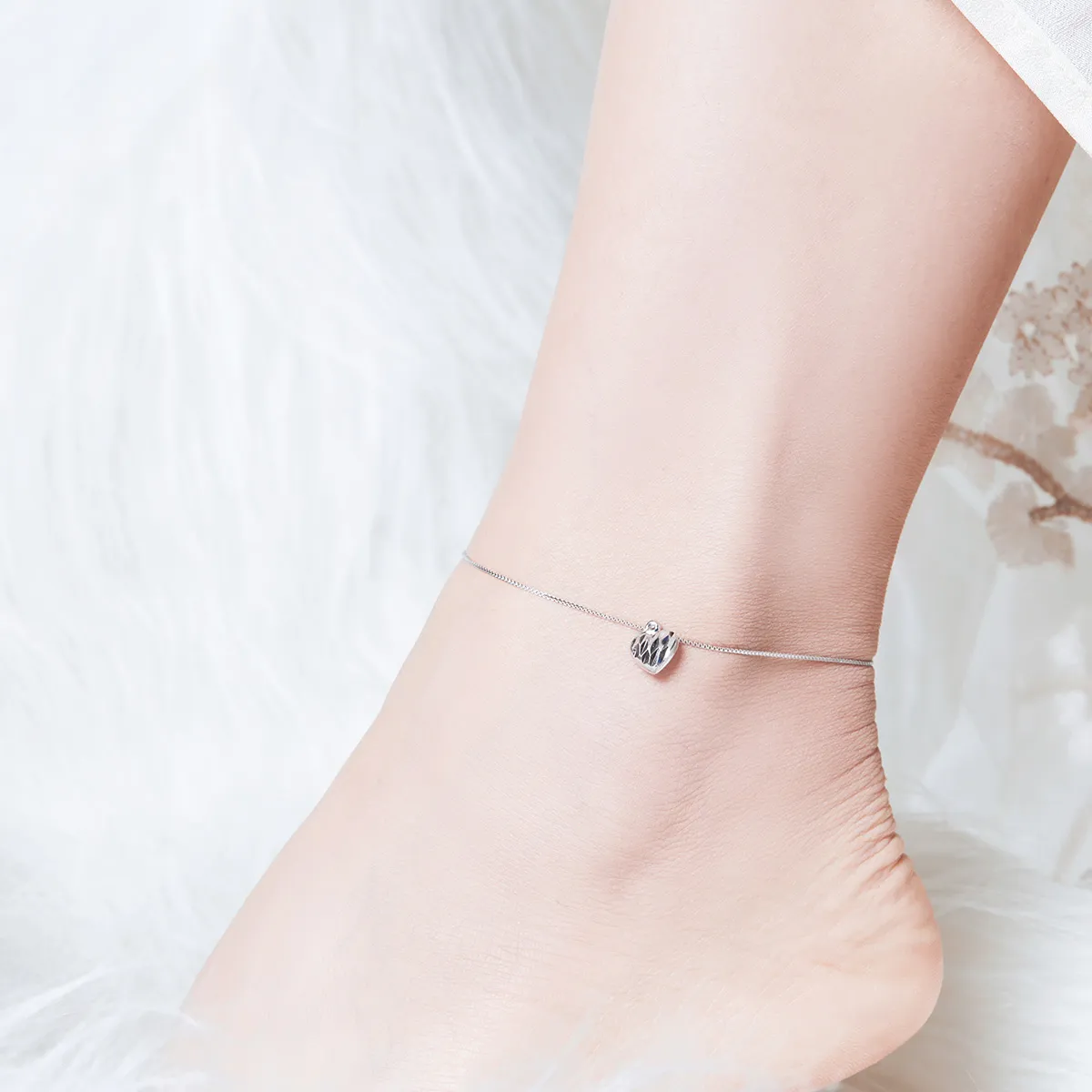 Silver Beautiful Love Anklet - SCT013
