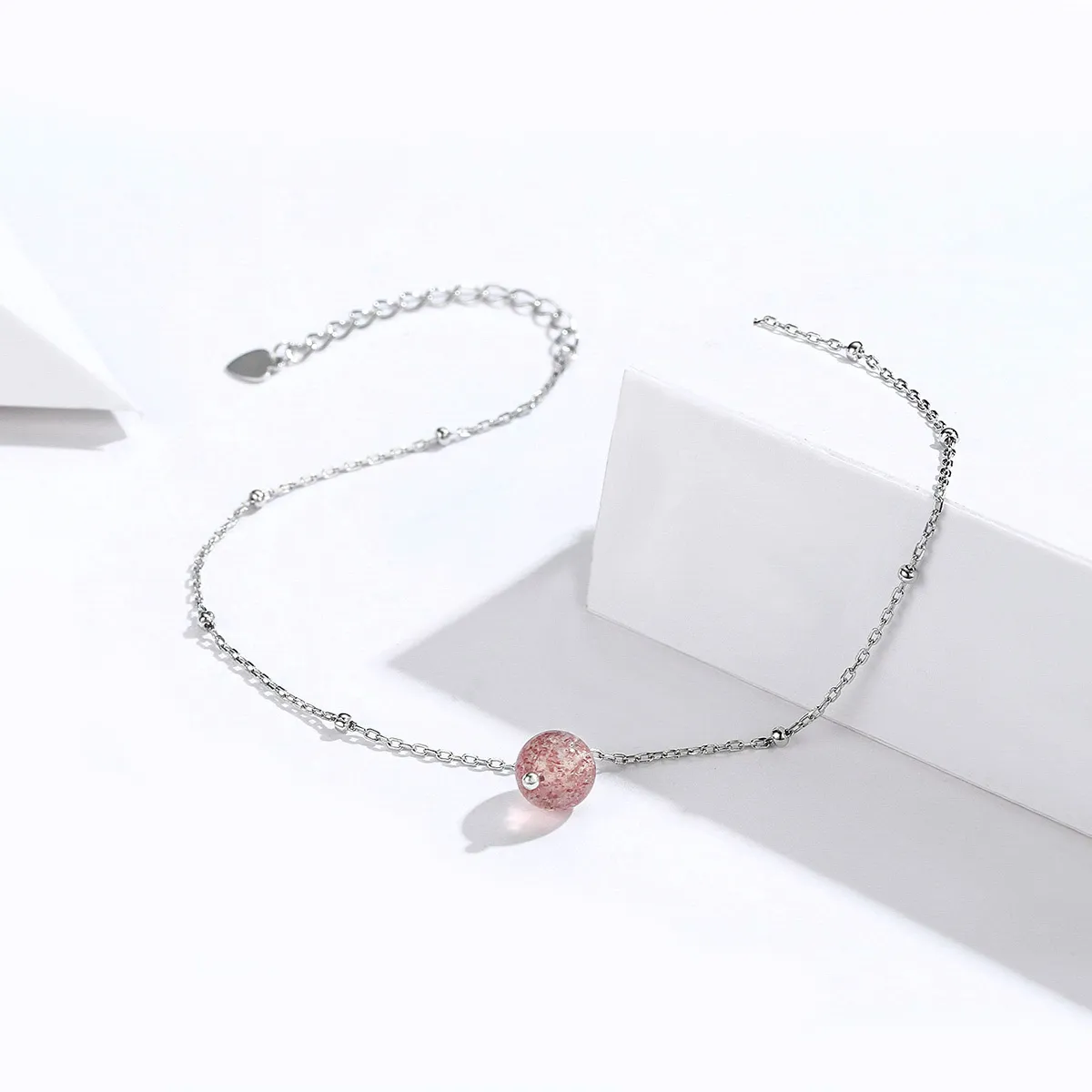 Silver Quartz Strawberry Anklet - SCT012